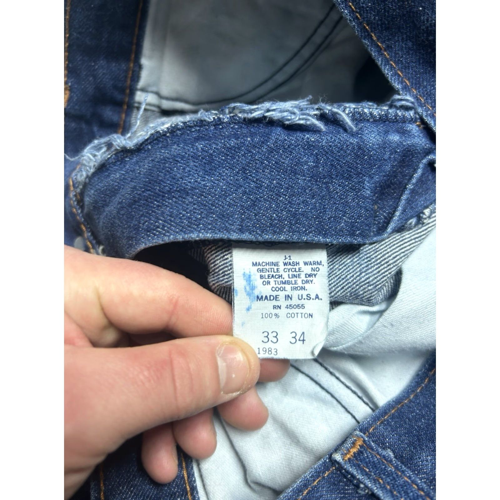 Denime VINTAGE Cowboy Jeans, Denim, Dark Wash, 32x33, Zipper, Straight, 80s, Men Size US 32 / EU 48 - 5 Thumbnail