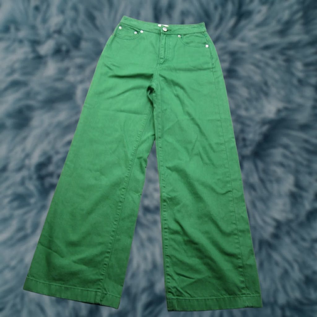 Vintage Gorman Pants Womens 6 Green Wide Leg Summer Baggy Denim Casual Size 28" / US 6 / IT 42 - 1 Thumbnail