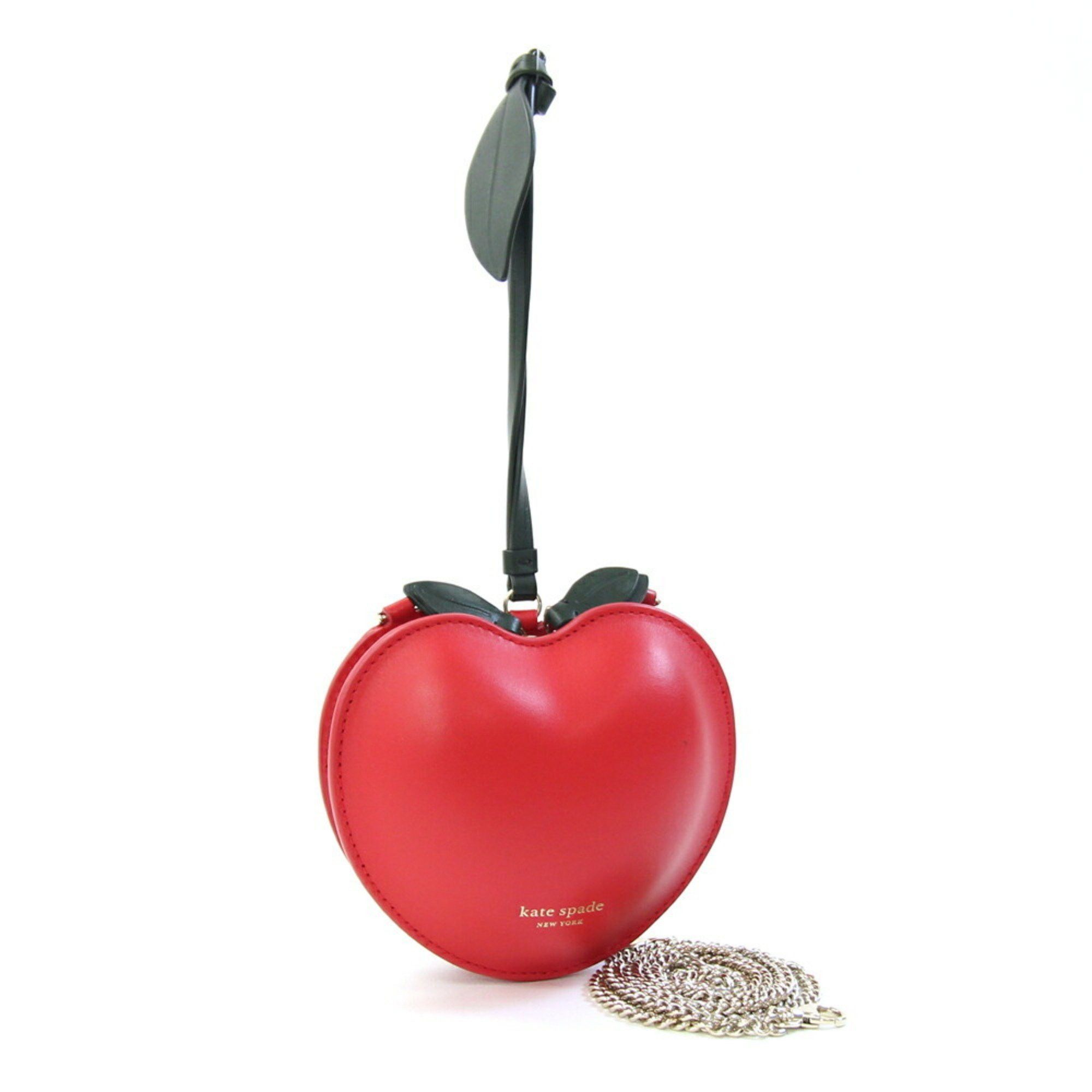 Kate Spade Kate Spade Cherry Motif Shoulder Bag PXRUB279 Red and Dark Green Leather Chain Pochette Women's Size ONE SIZE - 1 Thumbnail