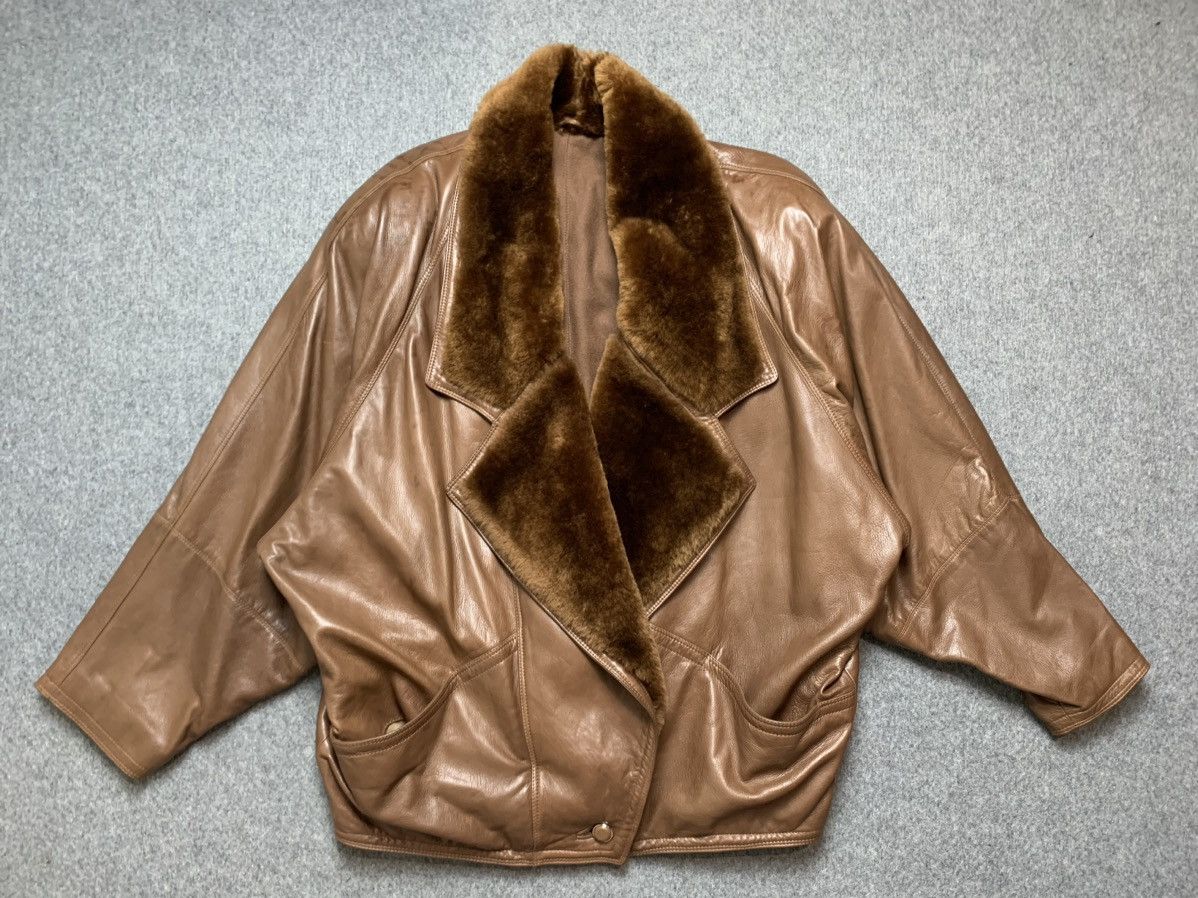 Versace Vintage Gianni Versace fur leather coat Size L / US 10 / IT 46 - 2 Thumbnail