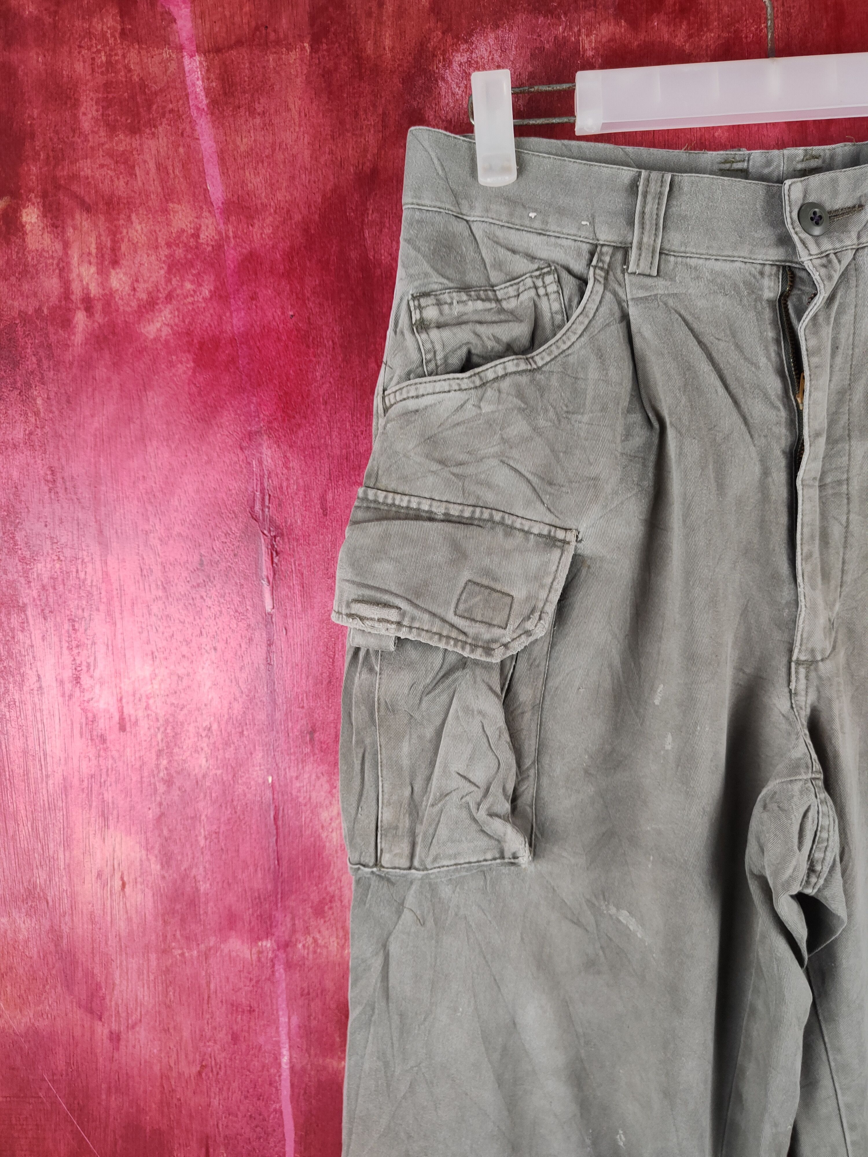 Japanese Brand Hey Beau Green Faded Multipocket Cargo Pants N#34 Size US 30 / EU 46 - 3 Thumbnail