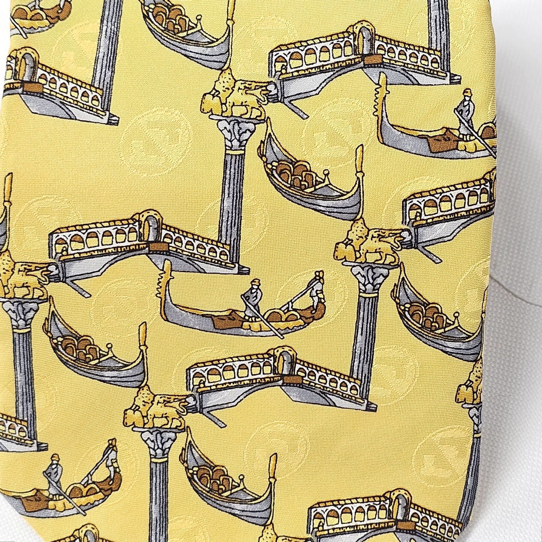 Vintage VINTAGE Trevisan Venezia Necktie Men Yellow Silk Tie Italy EUC 59" Office Preppy Tie Size ONE SIZE - 2 Thumbnail
