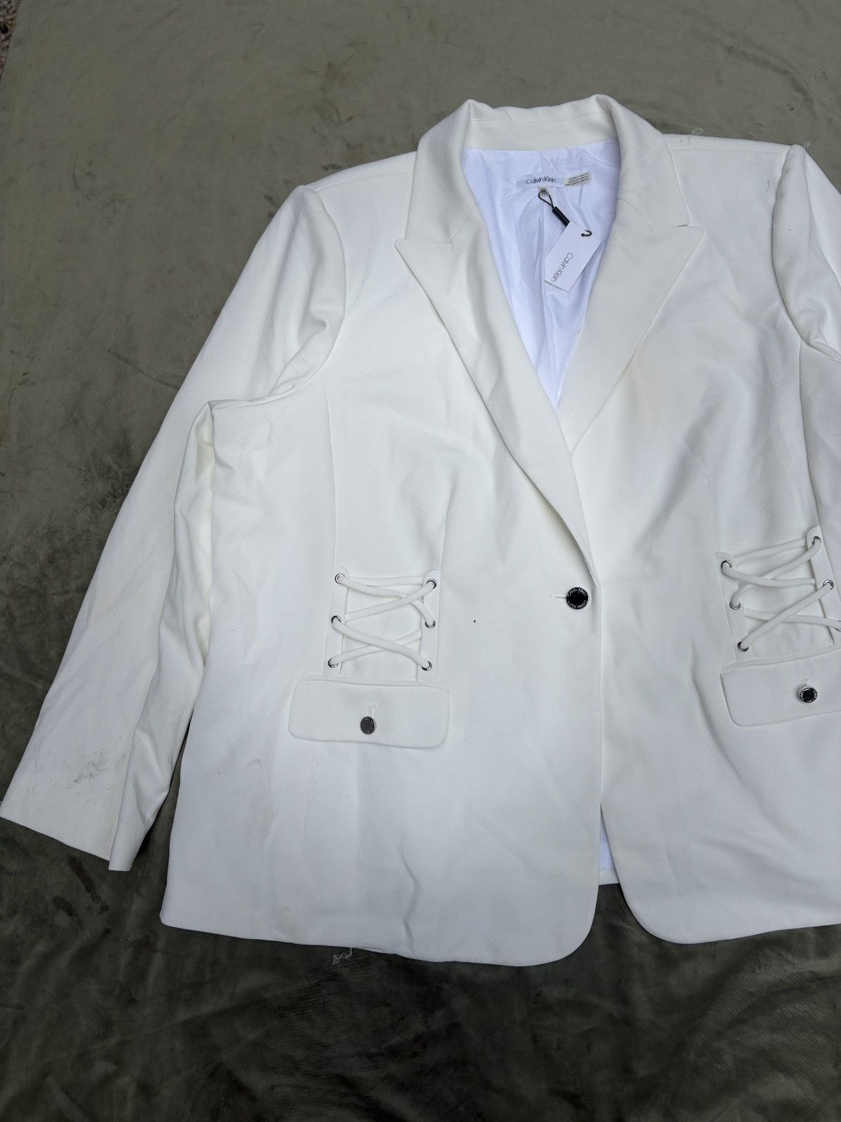 Calvin Klein Calvin Klein White Lace-Up Blazer — NWT Size 4XL / US 24-26 - 2 Thumbnail