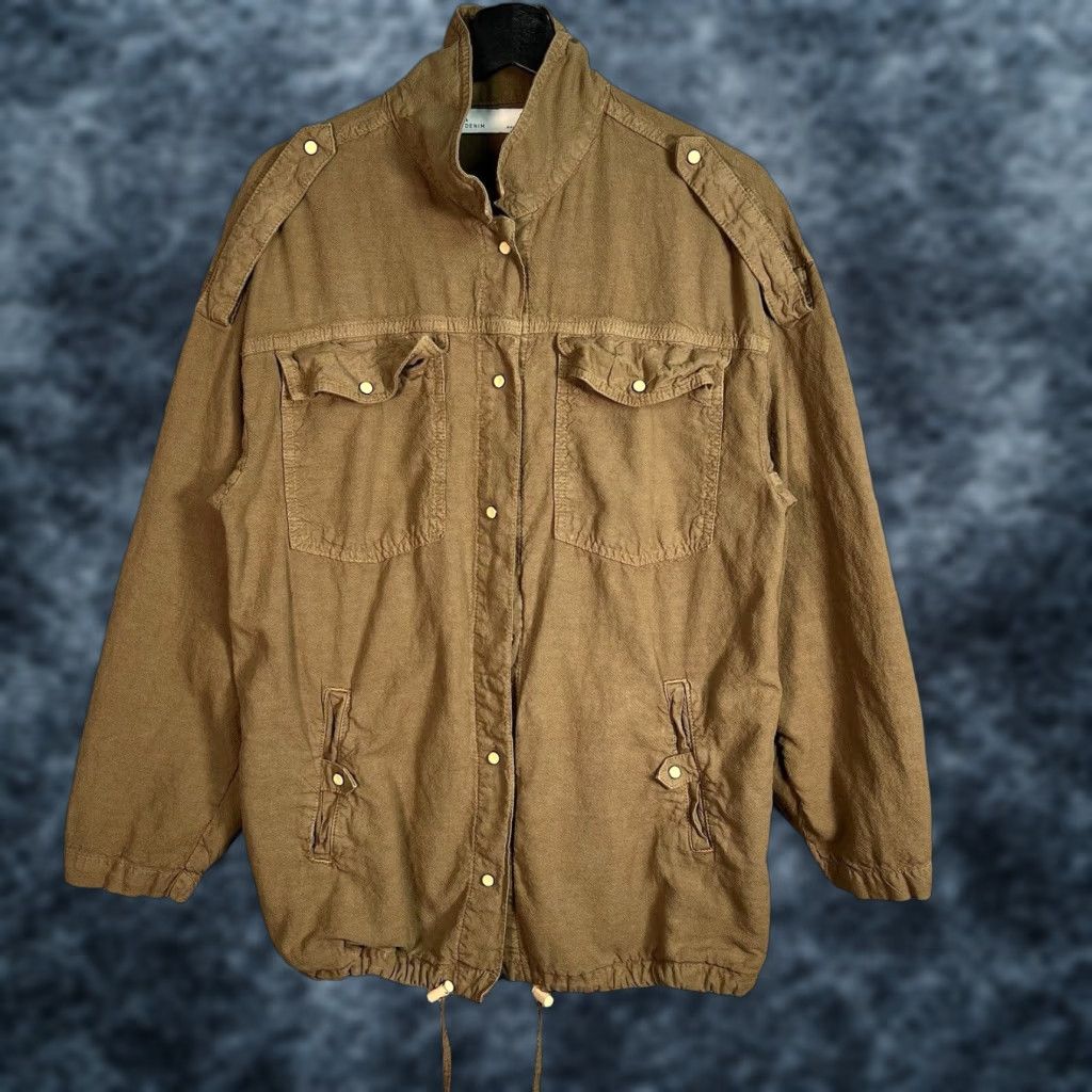 Zara Zara Military Shirt Jacket Womens Medium Brown Long Sleeve Linen Blend Size M / US 6-8 / IT 42-44 - 1 Thumbnail