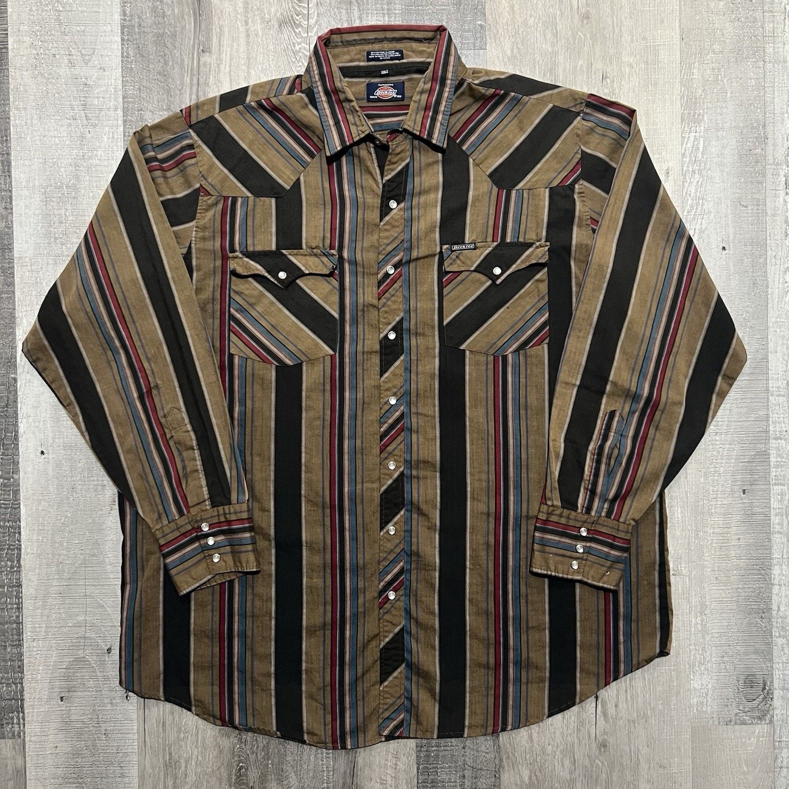 Dickies VTG Dickies Western Pearl Snap Striped Cowboy Men's 2XLT Size US XXL / EU 58 / 5 - 1 Thumbnail