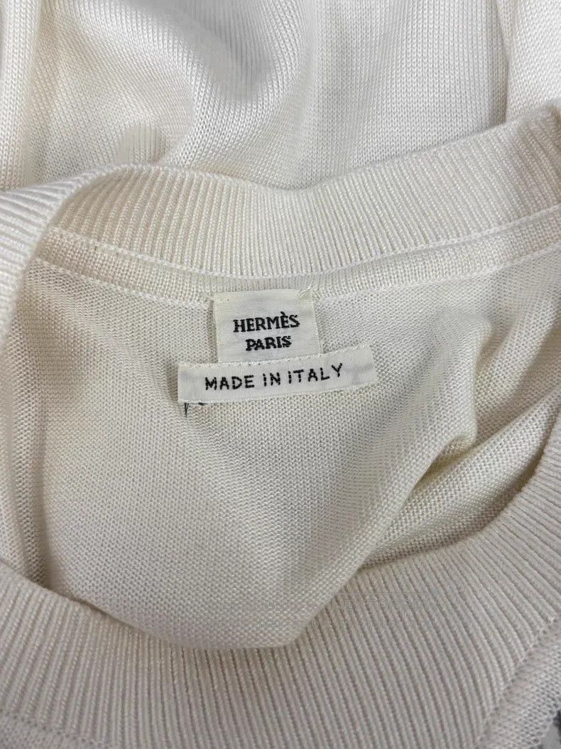 Hermes Hermes White Printed Silk Blended Top Size XXS / US 00 / IT 34 - 4 Thumbnail