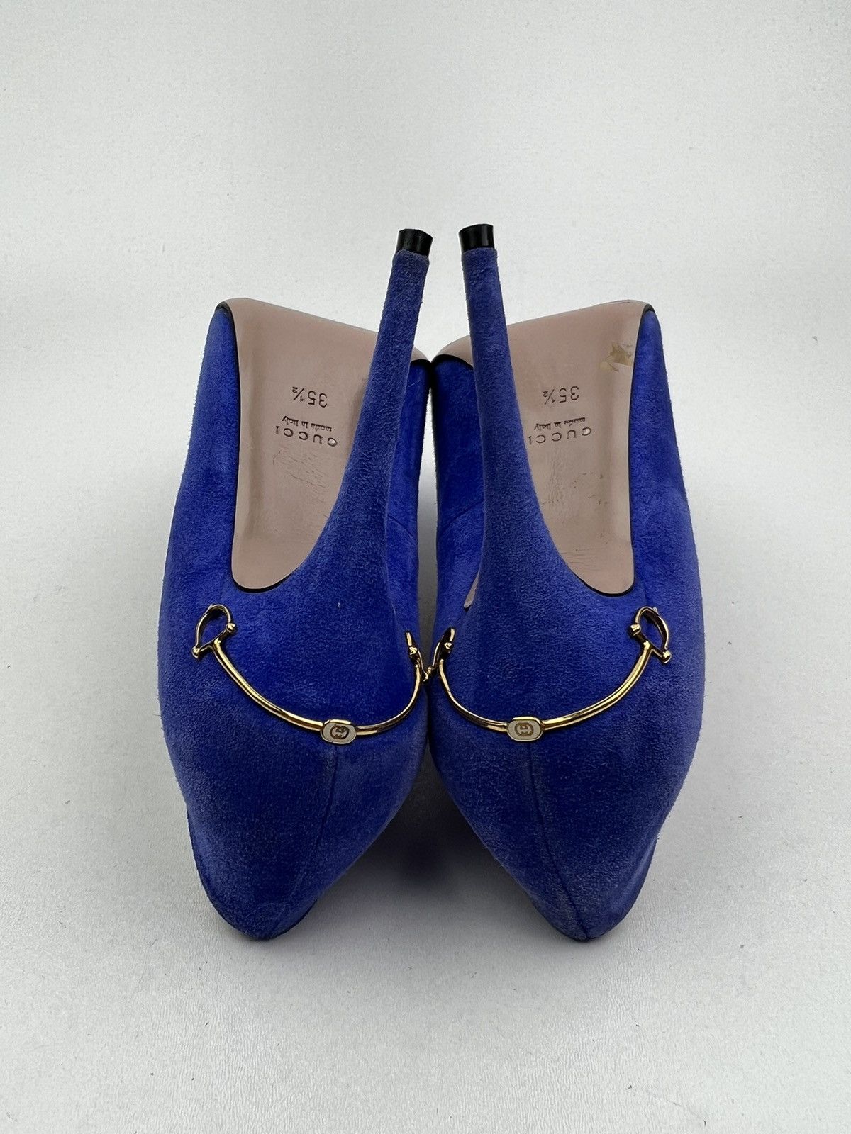 Gucci GUCCI Heels Suede Shoes HORSEBIT Pointed Toe Blue Wmn’s Size US 5.5 / IT 35.5 - 9 Thumbnail