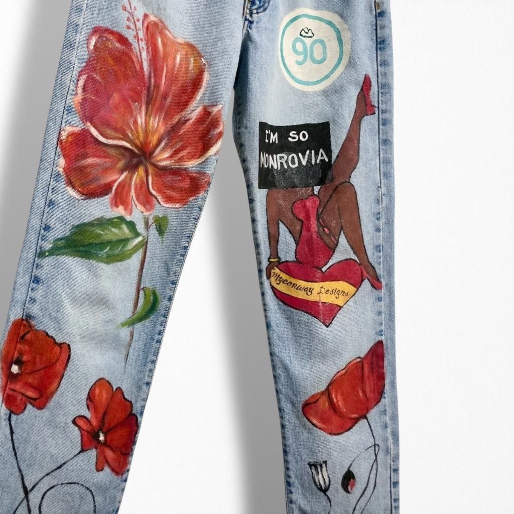 Calvin Klein Calvin Klein Custom Hand Painted Artistic Denim Blue Jeans Size 27" / US 4 / IT 40 - 3 Thumbnail