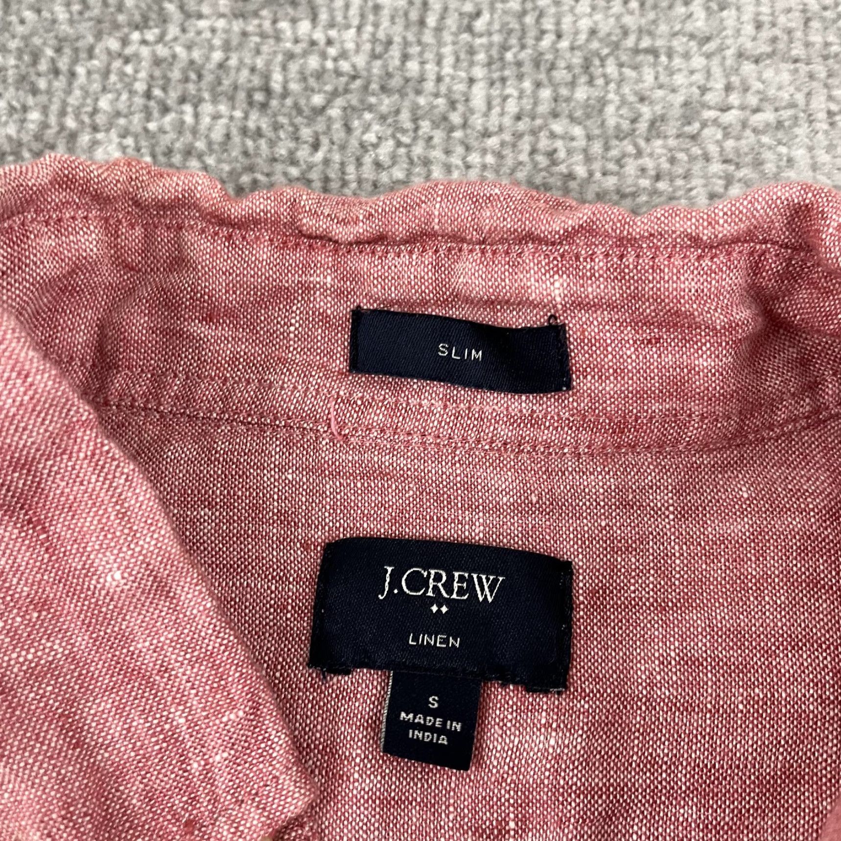 J.Crew J. CREW Shirt Men Small Slim Fit Button-Down Long Sleeve Preppy Summer Old Money Red Linen Button-Up Solid Casual, Workwear Mens S Size US S / EU 44-46 / 1 - 2 Thumbnail