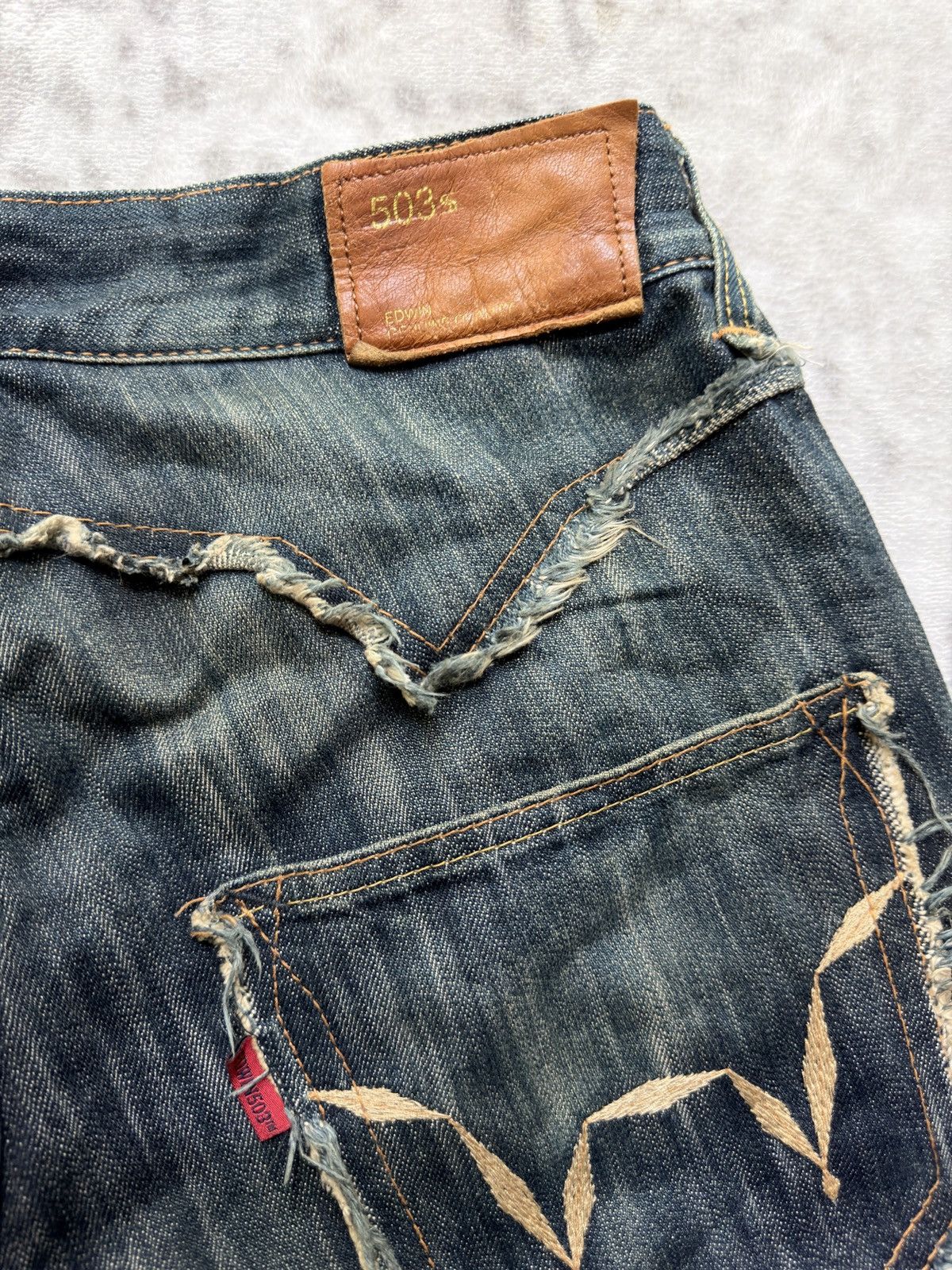 Edwin Flared EDWIN 503 Distressed Style V Pocket Denim Jeans Size US 31 - 14 Thumbnail