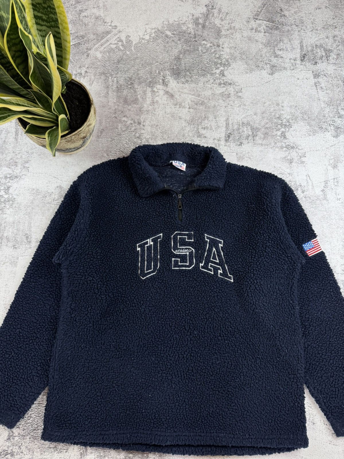 Vintage Sherpa USA Athletic Flag Logo Fleece Snow Sweatshirt Pullover Size US M / EU 48-50 / 2 - 4 Thumbnail