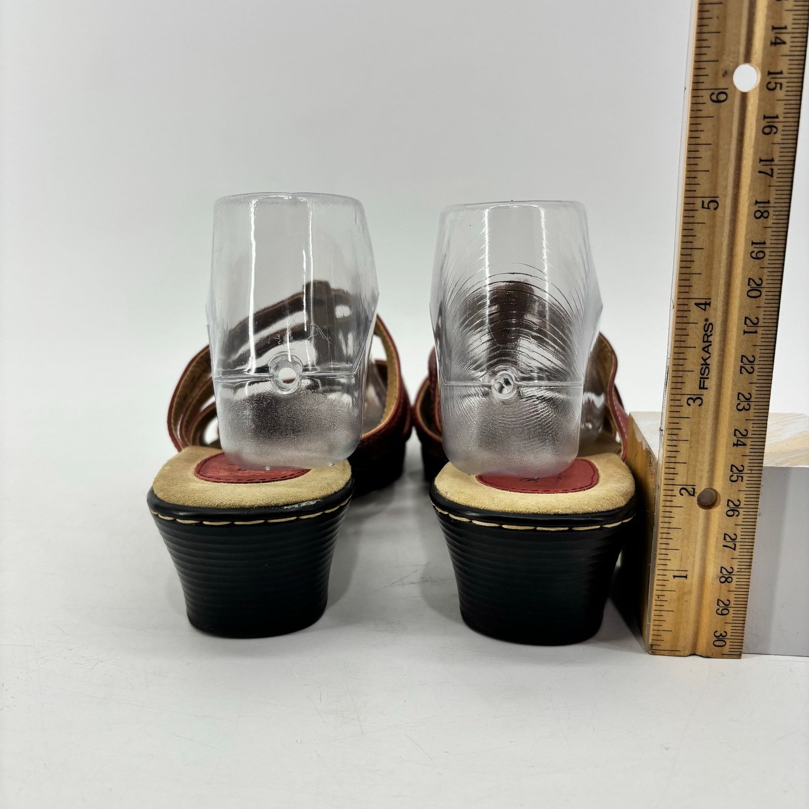 Vintage Softspots Leather Red Size 7.5 Womens Sandals Slip On Wedge Size ONE SIZE - 10 Thumbnail