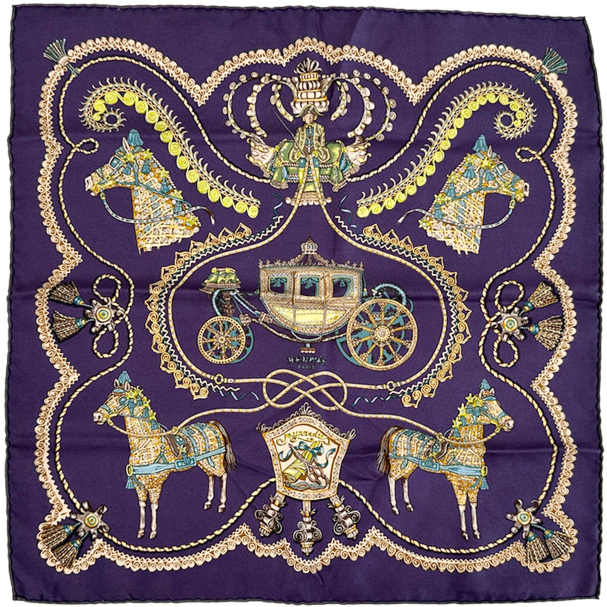 Hermes Hermes scarf/muffler, Petit Carré Bibliotheque (library design), women's, brand name, silk, purple, multicolor. Size ONE SIZE - 1 Thumbnail