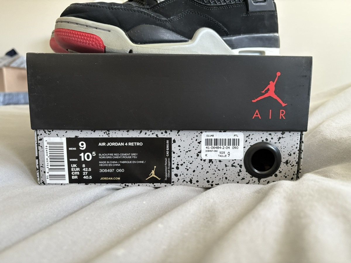 Jordan Brand Nike Jordan Retro 4 OG BRED 2019 Size US 9 / EU 42 - 2 Thumbnail