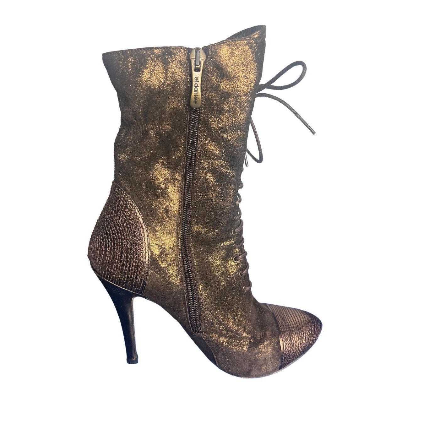 Other El Dantes Metallic Suede stiletto Boots Booties 6.5 Platforms Size US 6.5 / IT 36.5 - 3 Thumbnail