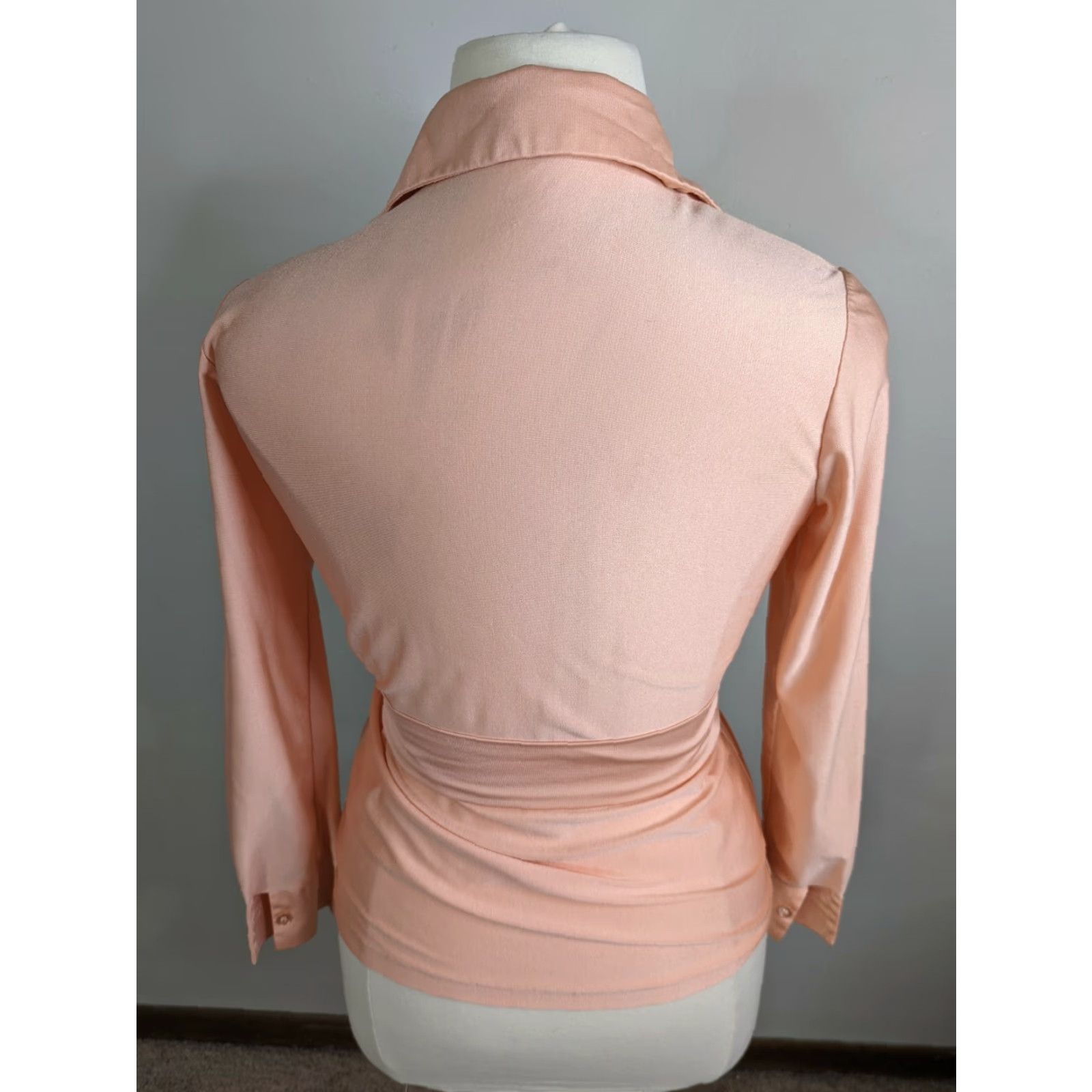 Pinko VINTAGE Qiana Blouse Shirt Pink Peach Tie Waist Button Up Large L1S Women's/Mens? Size L / US 10 / IT 46 - 2 Thumbnail