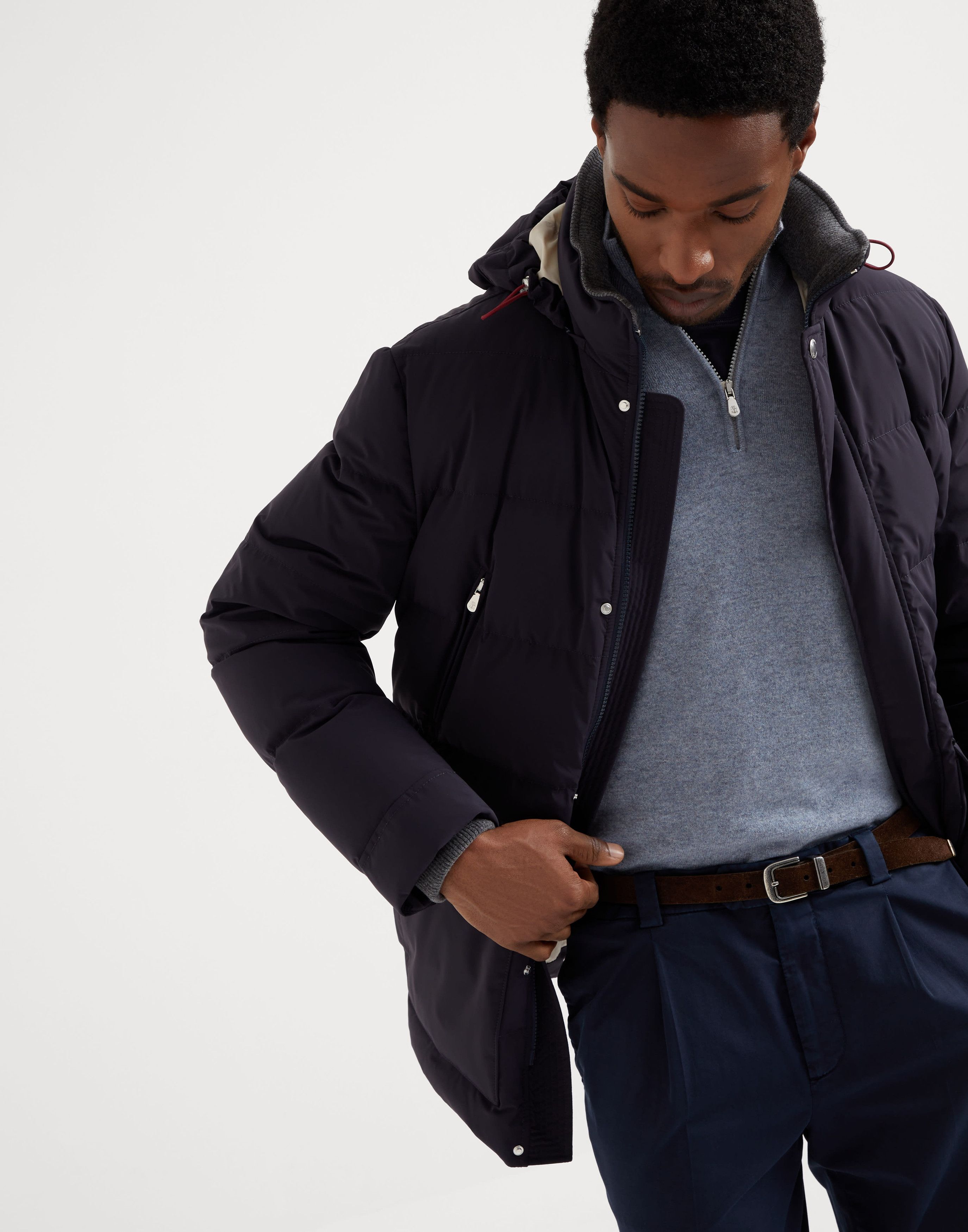 Brunello Cucinelli o1w1db10226 Wr Padded Jacket in Navy Blue Size US L / EU 52-54 / 3 - 4 Thumbnail