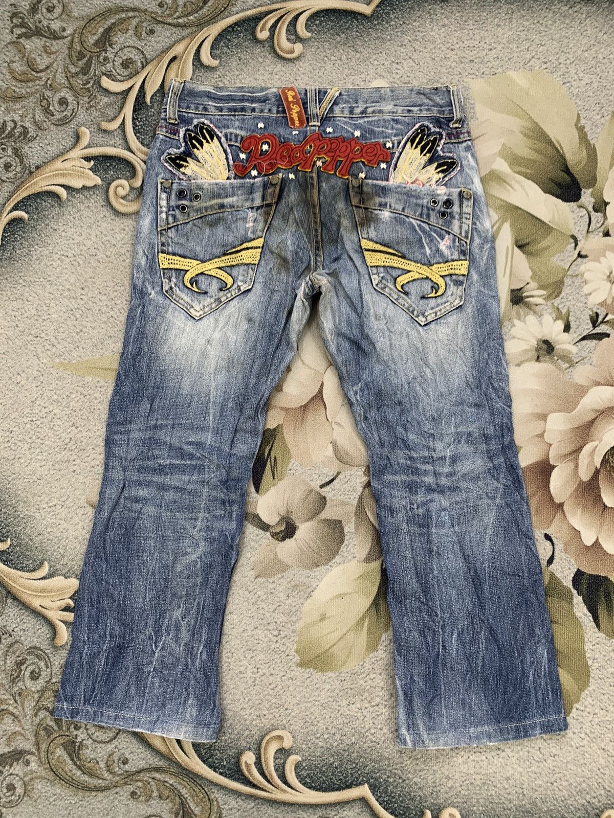 Japanese Brand Distress Red Pepper Gold Label Denim Pant Style by LBD Size US 35 - 1 Thumbnail