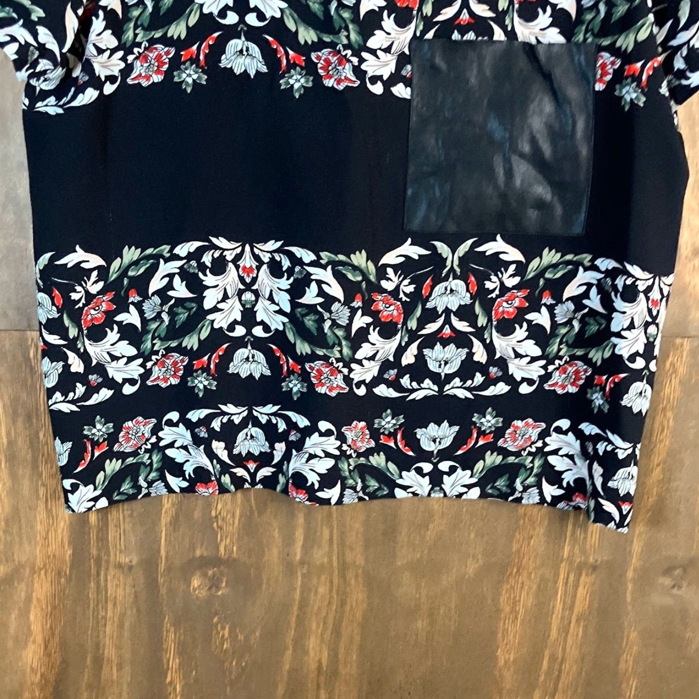 Zara Zara Basic Womens Shirt Black Multi Floral Short Sleeve Zipper Back XL XLarge Size XL / US 12-14 / IT 48-50 - 3 Thumbnail