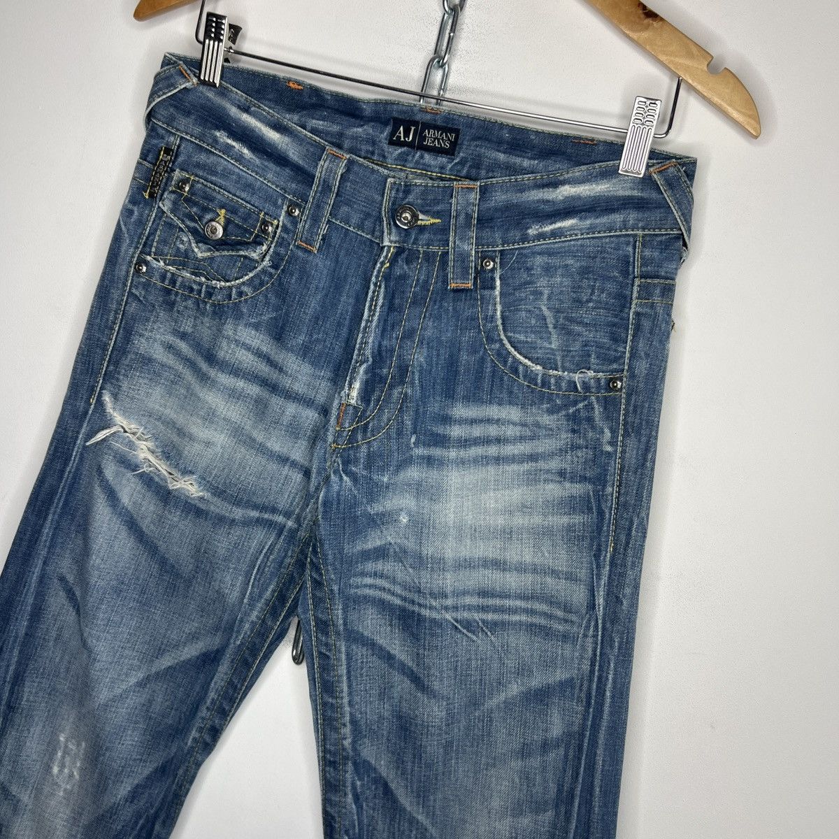 Giorgio Armani × Japanese Brand × Vintage Armani Big Logo Parachute Japanese Denim Pants Y2K Jeans Size US 30 / EU 46 - 5 Thumbnail