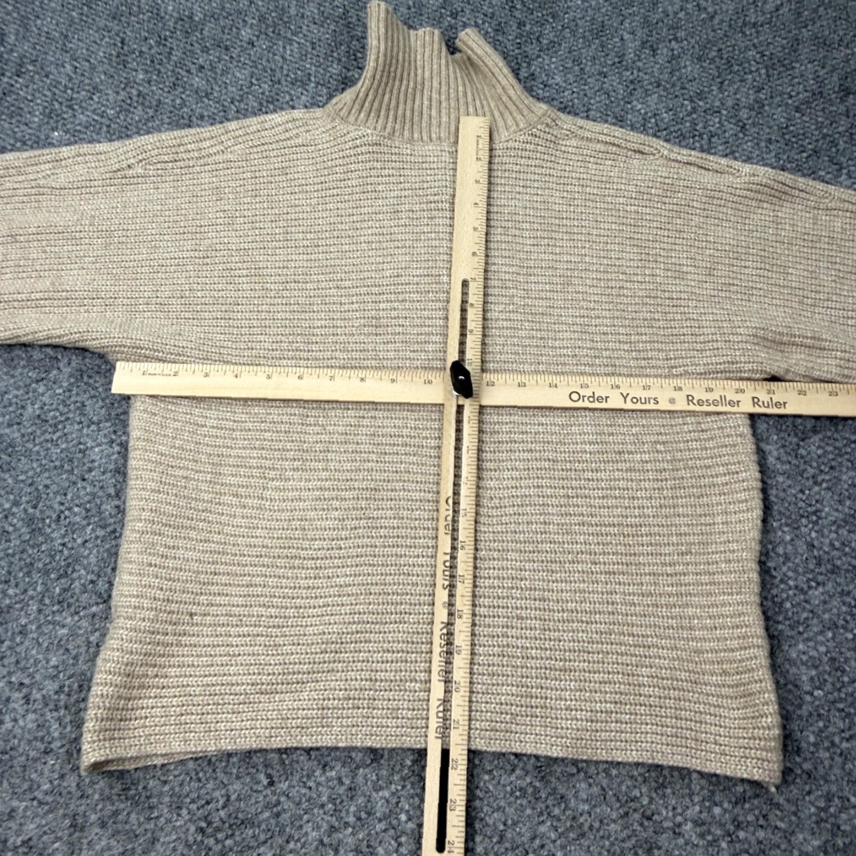 Vintage Cupcakes and Cashmere Collared Sweater Womens Large Beige Chunky Knit V Neck Size L / US 10 / IT 46 - 5 Thumbnail