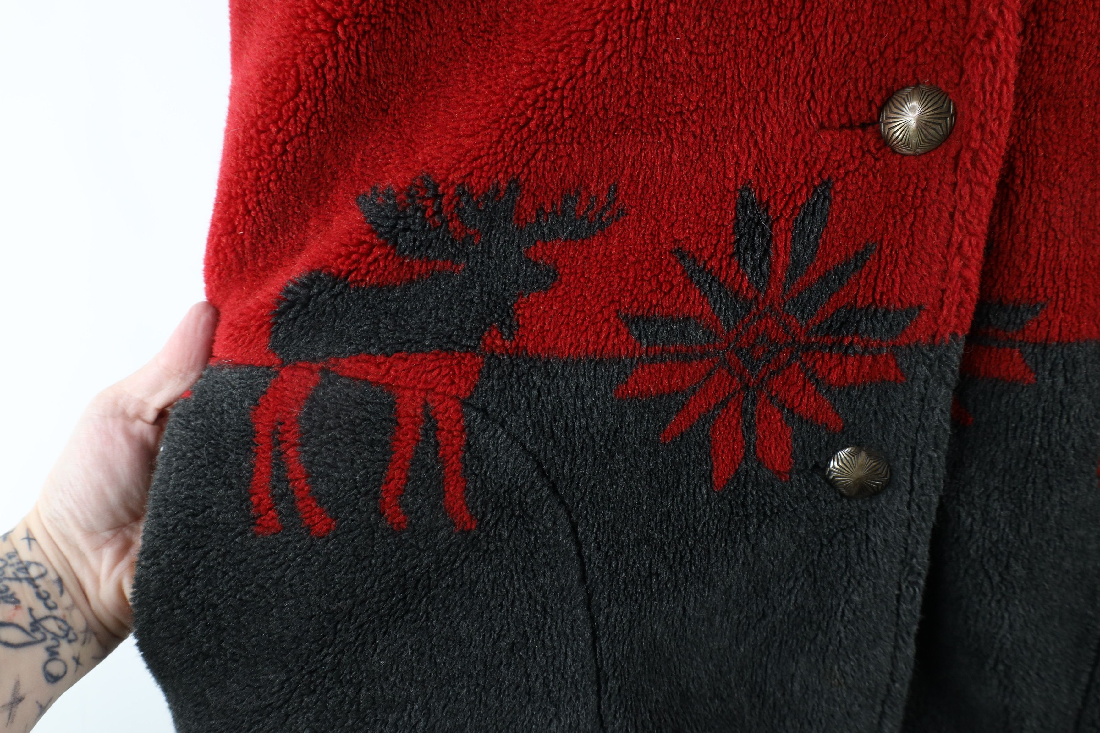 Vintage Vintage 90s Moose All Over Print Deep Pile Fleece Jacket Size L / US 10 / IT 46 - 4 Thumbnail