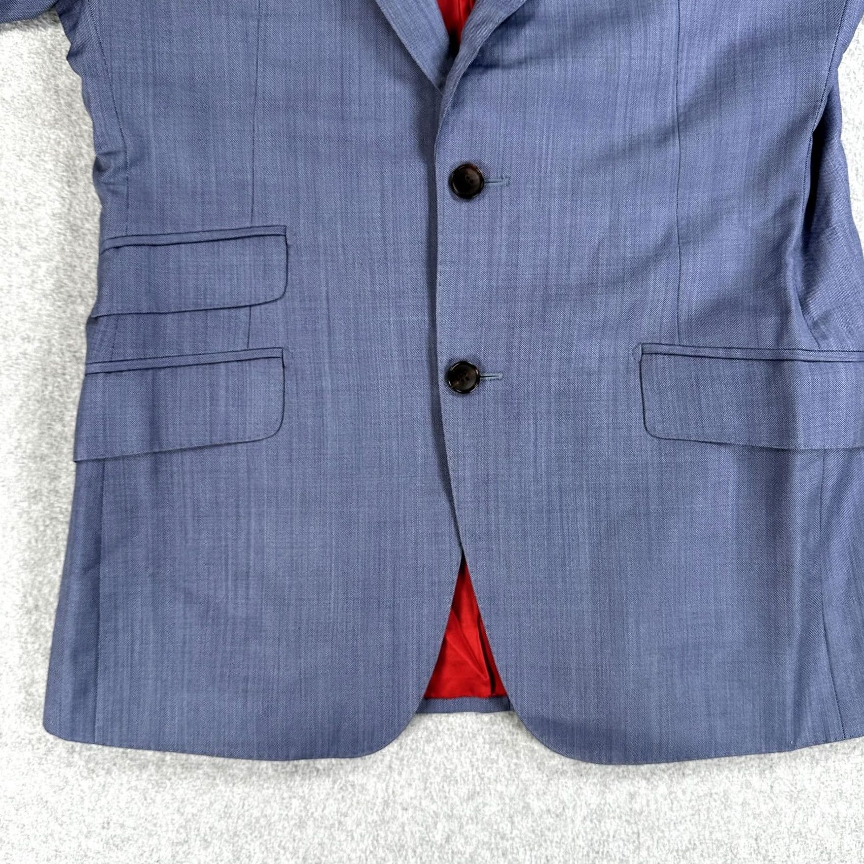Suitsupply Suitsupply Sienna Jacket Mens 38 Blue Wool Slim Fit 2-Button Notch Lapel Single-Breasted Suit Jacket Regular Size 38R - 4 Thumbnail