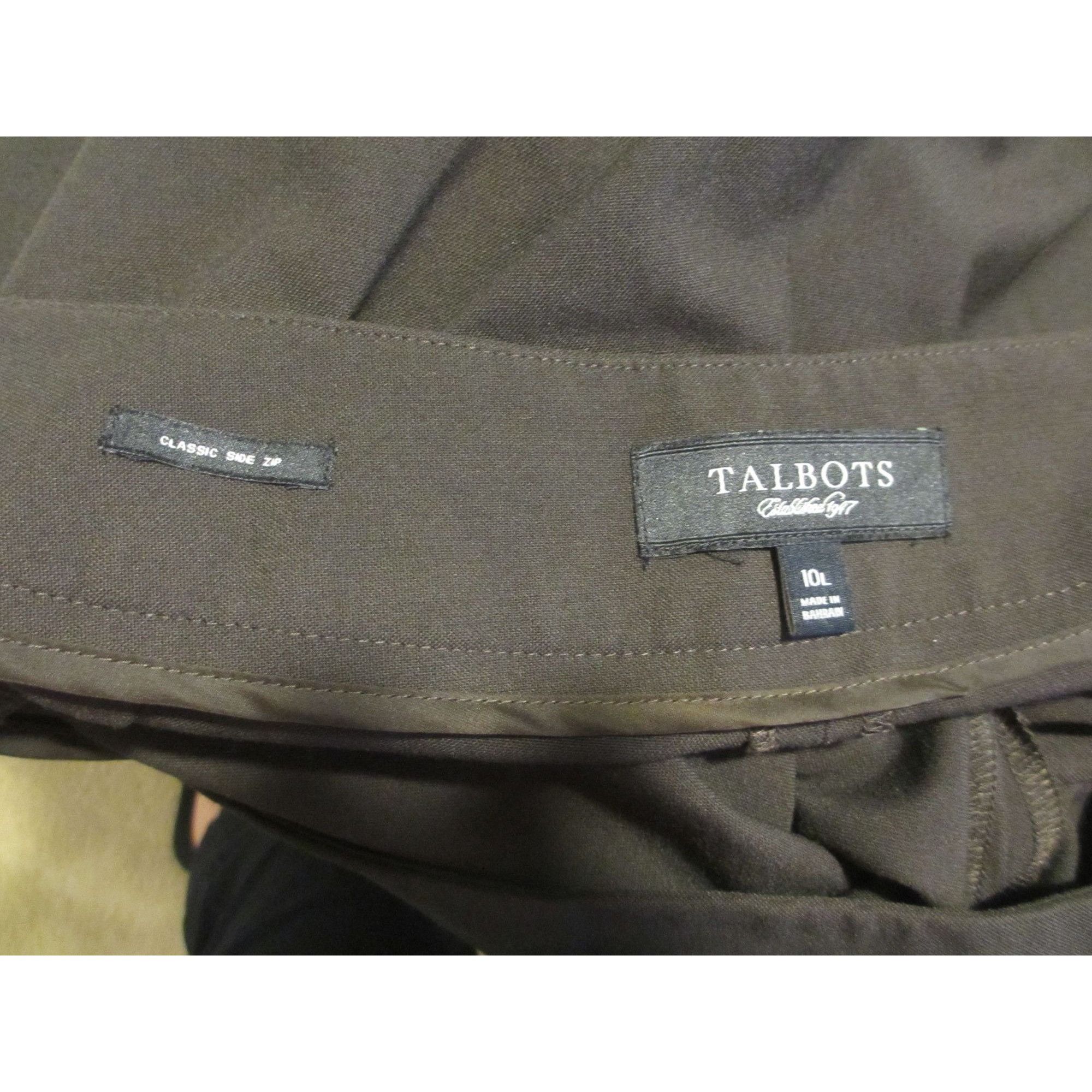 Talbots Talbots Womens Classic Fit Brown Wide-Leg Trousers Size 10L Size 32" / US 10 / IT 46 - 5 Thumbnail