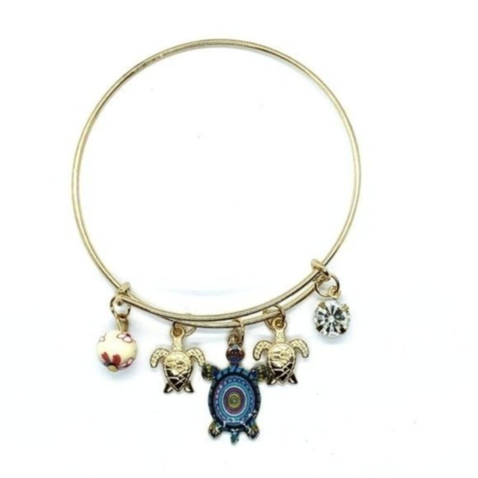 Other Beaded Sea Turtle Charm Colorful Bangle Bracelet Size ONE SIZE - 3 Thumbnail