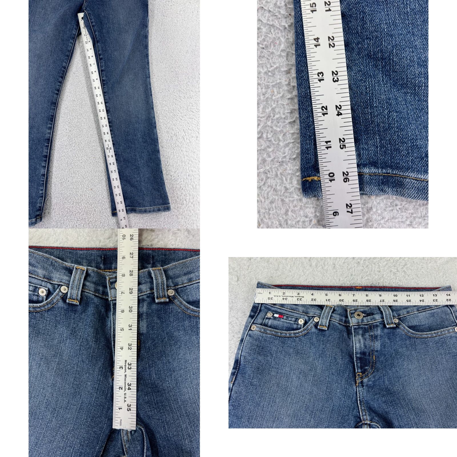 Tommy Hilfiger VINTAGE Tommy Hilfiger Jeans Womens 26 Blue Denim Straight Leg Low Rise 5-Pocket 90s Classic Size 26" / US 2 / IT 38 - 8 Thumbnail