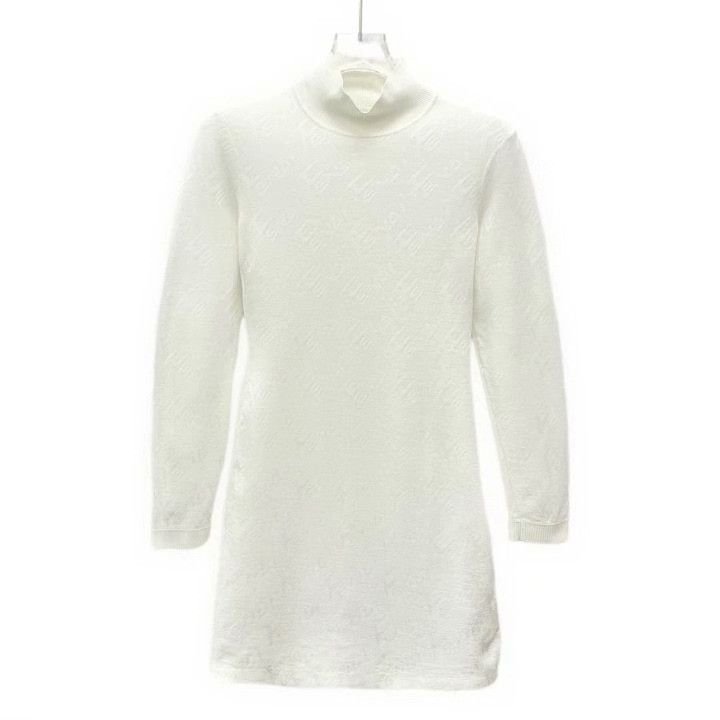 Fendi Fendi White Jacquard Cotton Turtleneck Dress Size S / US 4 / IT 40 - 1 Thumbnail
