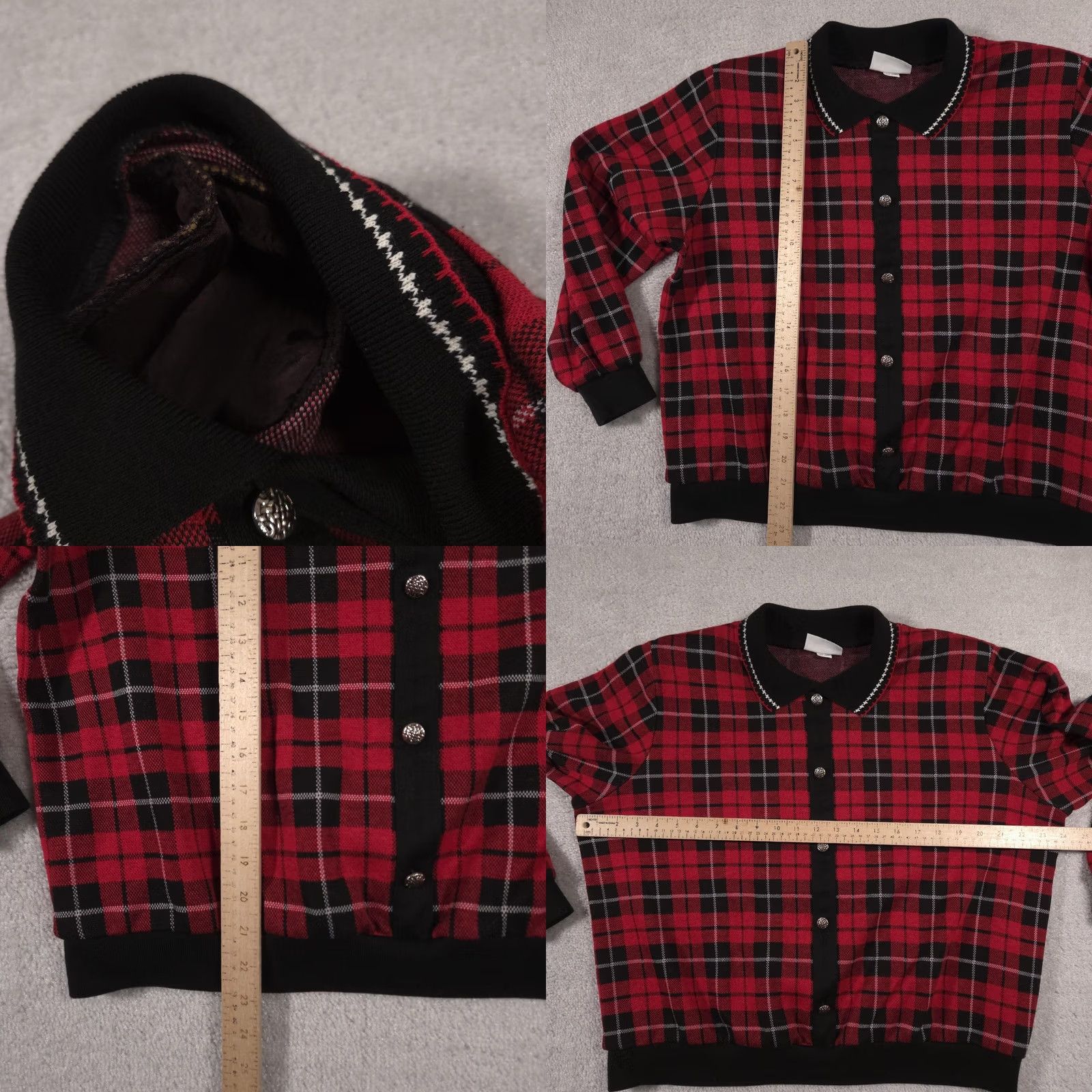 Vintage VINTAGE Alfred Dunner Sweater Womens 1X Red Black Plaid Cardigan Made in USA 90s Size XL / US 12-14 / IT 48-50 - 8 Thumbnail