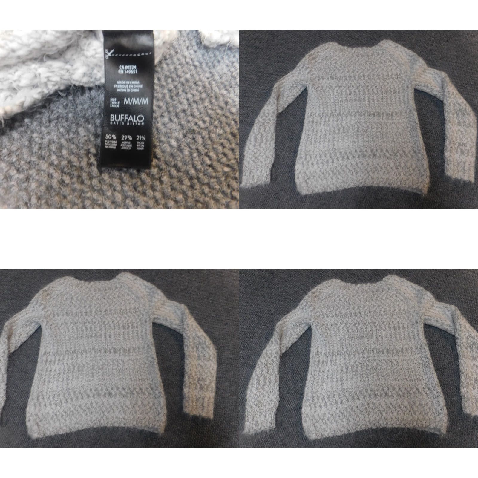 Buffalo David Bitton Buffalo by David Bitton Sweater Pullover Womens M Gray Knit Crew Neck Long Sleeve Embroidered Stretch Classic Size M / US 6-8 / IT 42-44 - 8 Thumbnail