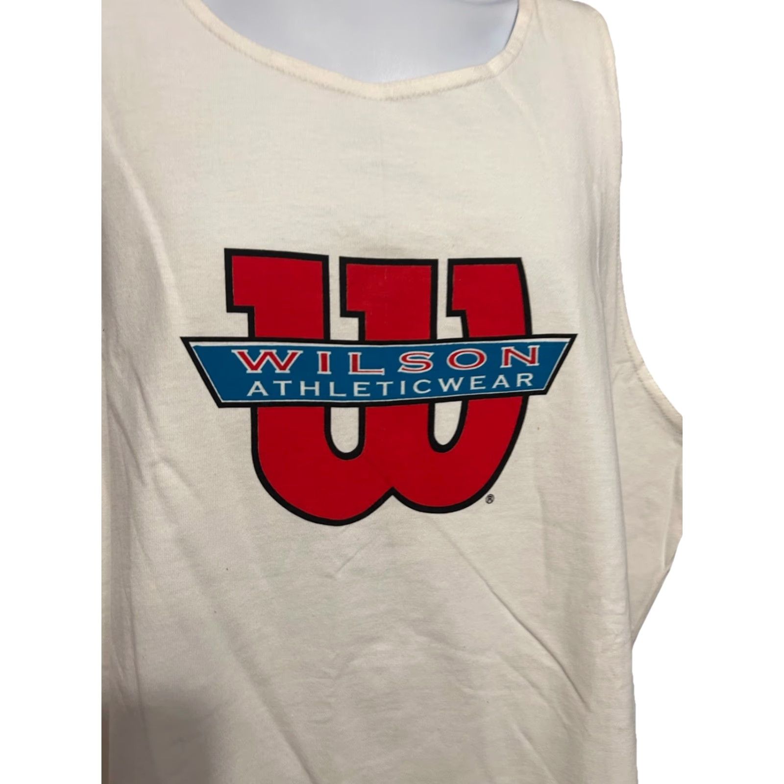 Wilson VINTAGE Wilson Athletic wear Tank Top Men XL White Logo 80s Sports Gym T-Shirt Sleeveless Regular Fit Crew Neck NWT Dead Stock 1983 Style#5008 US Made Size US XL / EU 56 / 4 - 7 Thumbnail