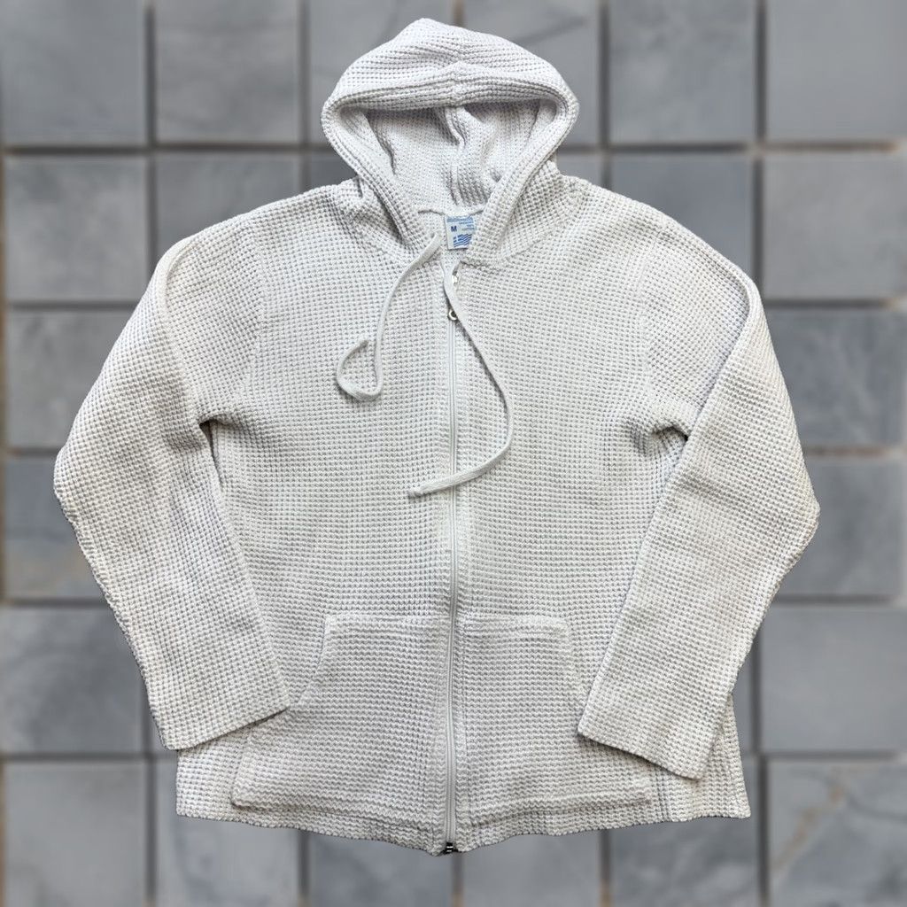 Gregory VINTAGE Olympic Grigoropoulos Gregory Sweater Hoodie Womens M White Waffle Knit Pockets Full Zip Knit Cotton Casual Size M / US 6-8 / IT 42-44 - 1 Thumbnail