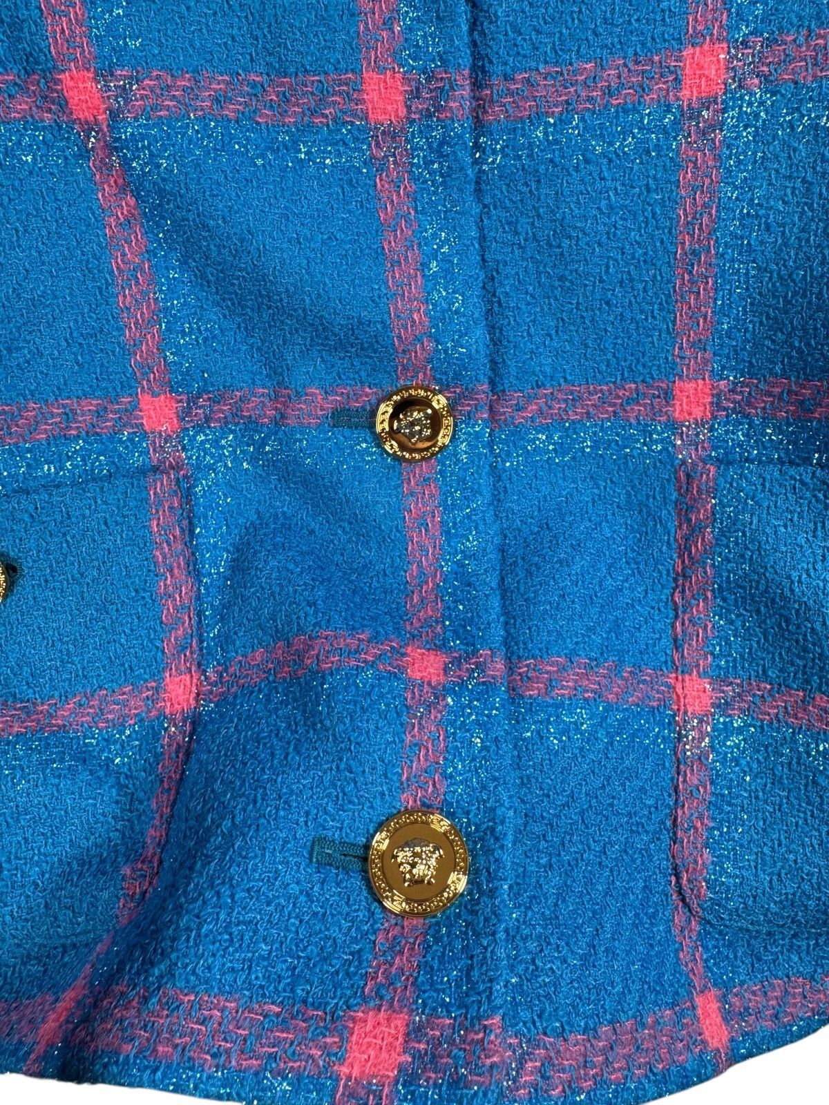 Versace Versace Wool Lurex Windowpane Jacket Blue Size XL / US 12-14 / IT 48-50 - 6 Thumbnail