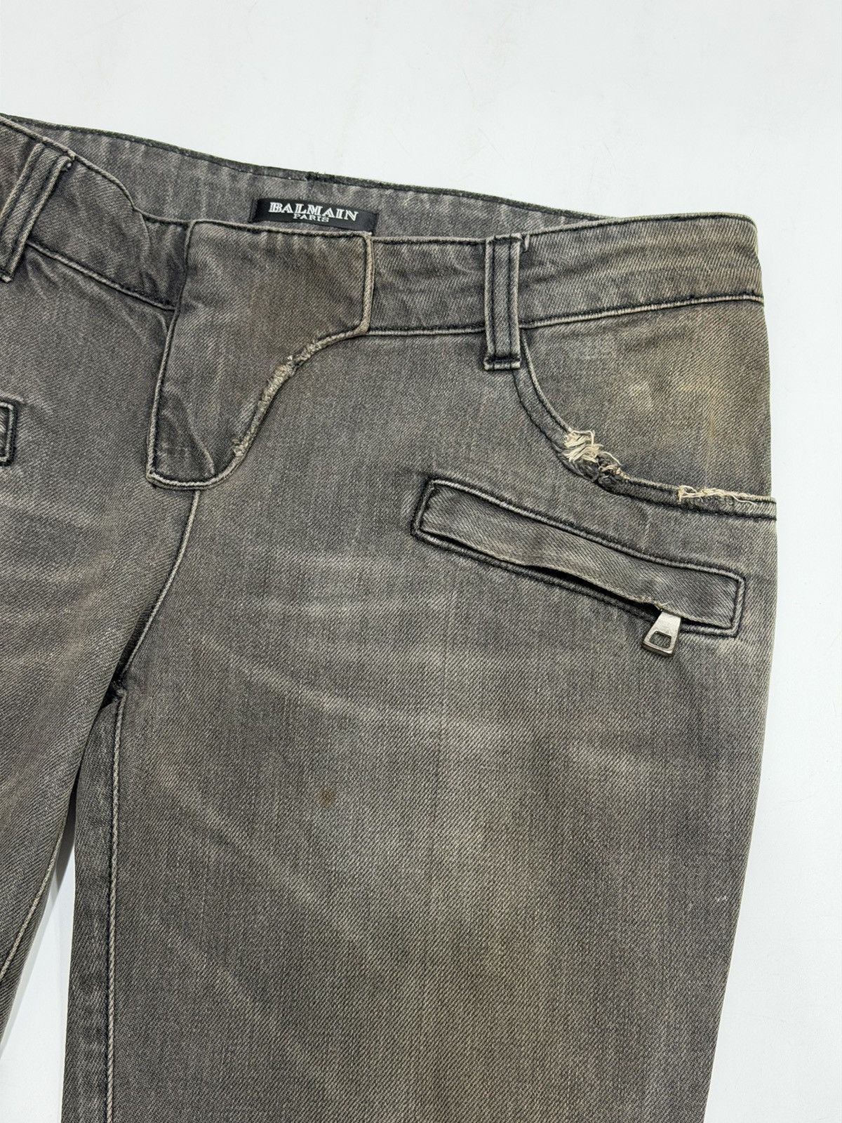 Balmain BALMAIN Decarnin SS 2010 Oil Stained Runway Biker Zip Jeans Size US 28 / EU 44 - 14 Thumbnail