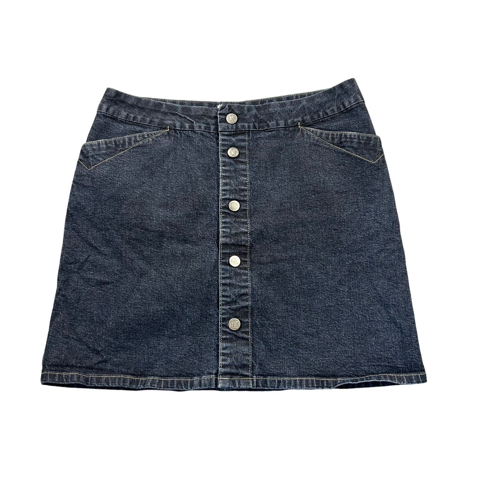 Calvin Klein × Vintage Vintage Calvin Klein Jean Mini Skirt Dark Denim Skirt 10 Size 32" / US 10 / IT 46 - 1 Thumbnail