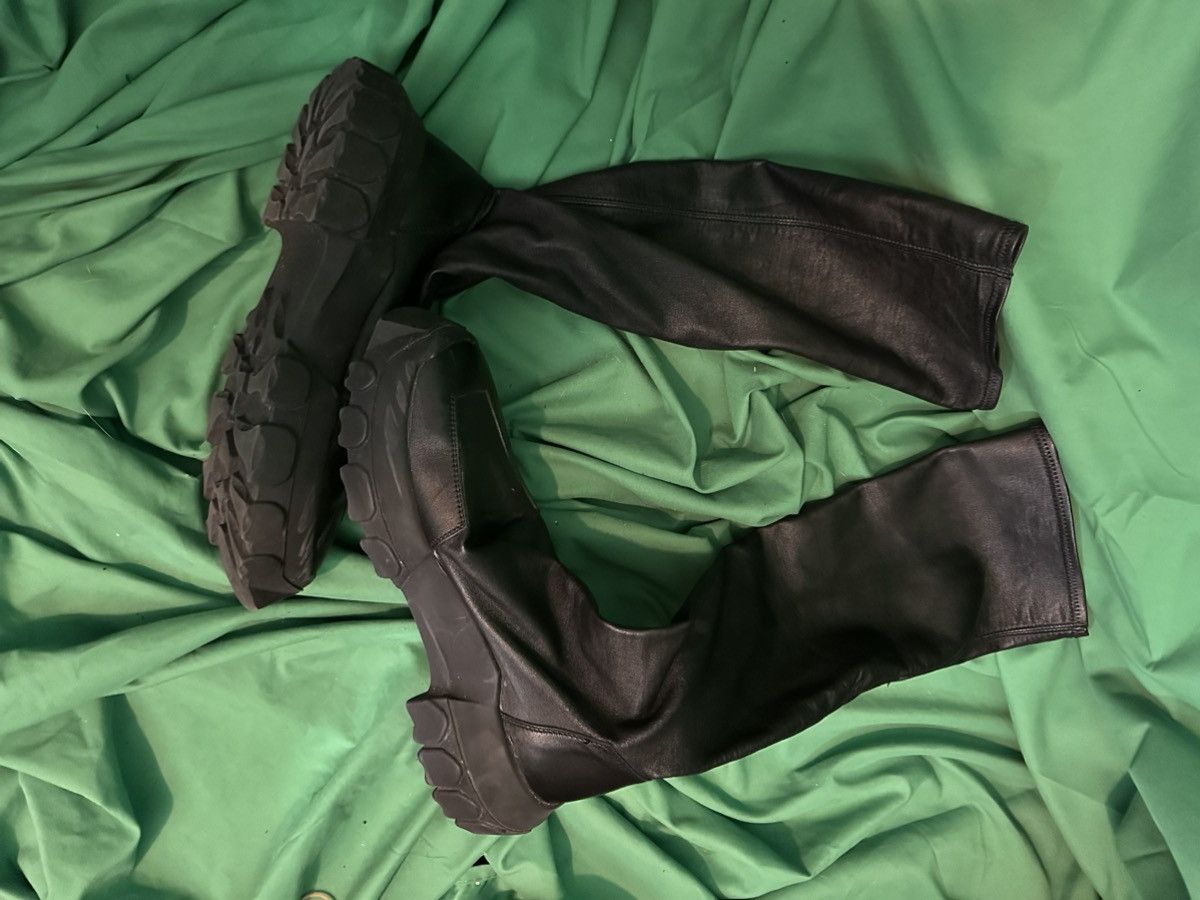 Rick Owens Tractor lug sole lambskin leather sock knee boots Size US 10 / EU 43 - 10 Thumbnail