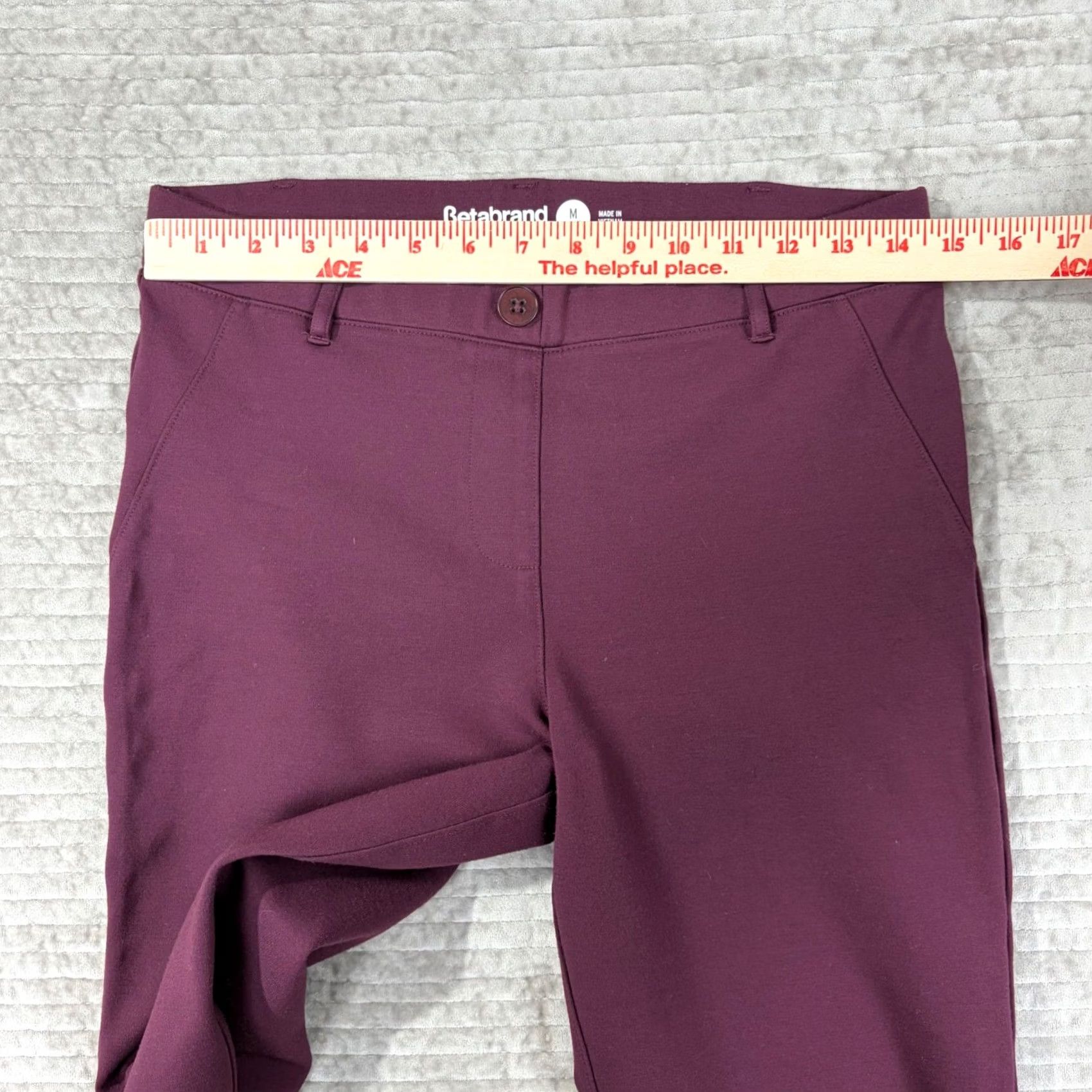 Vintage Betabrand Dress Pants Yoga Pants Burgundy Wine Straight Leg Petite Medium W0076-WN Size 32" / US 10 / IT 46 - 7 Thumbnail