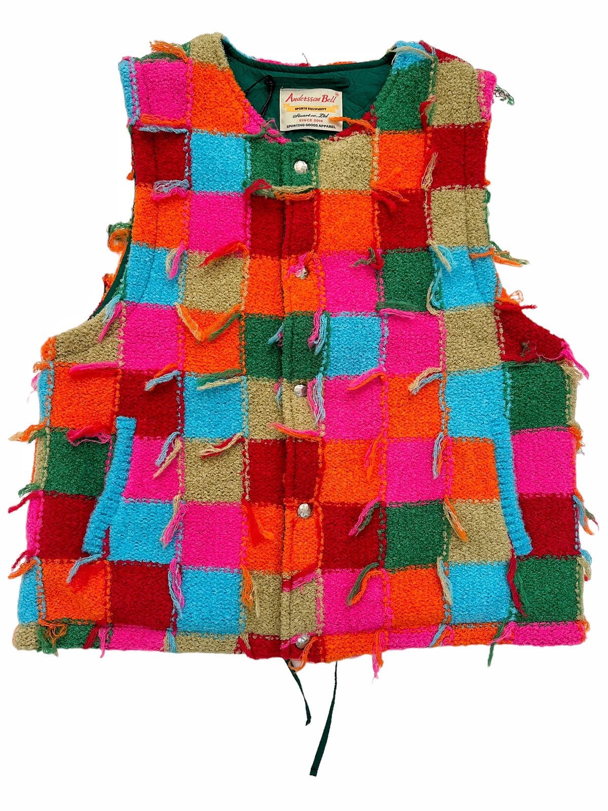 image of Andersson Bell Reversible Intarsia Knit Patchwork Vest in Rainbow, Men's (Size XL)