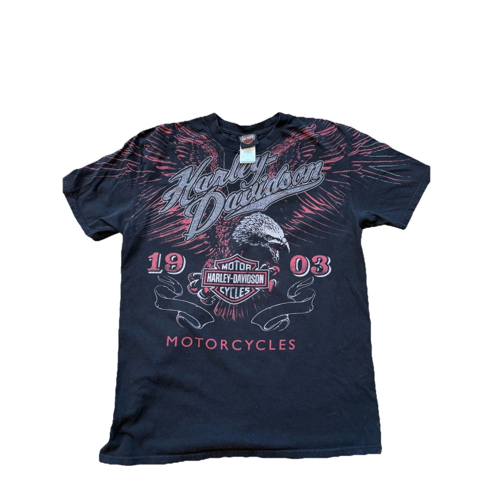 Harley Davidson VTG 90s Harley Davidson Motorcycle Eagle Black Shirt XL WI Size US XL / EU 56 / 4 - 2 Thumbnail