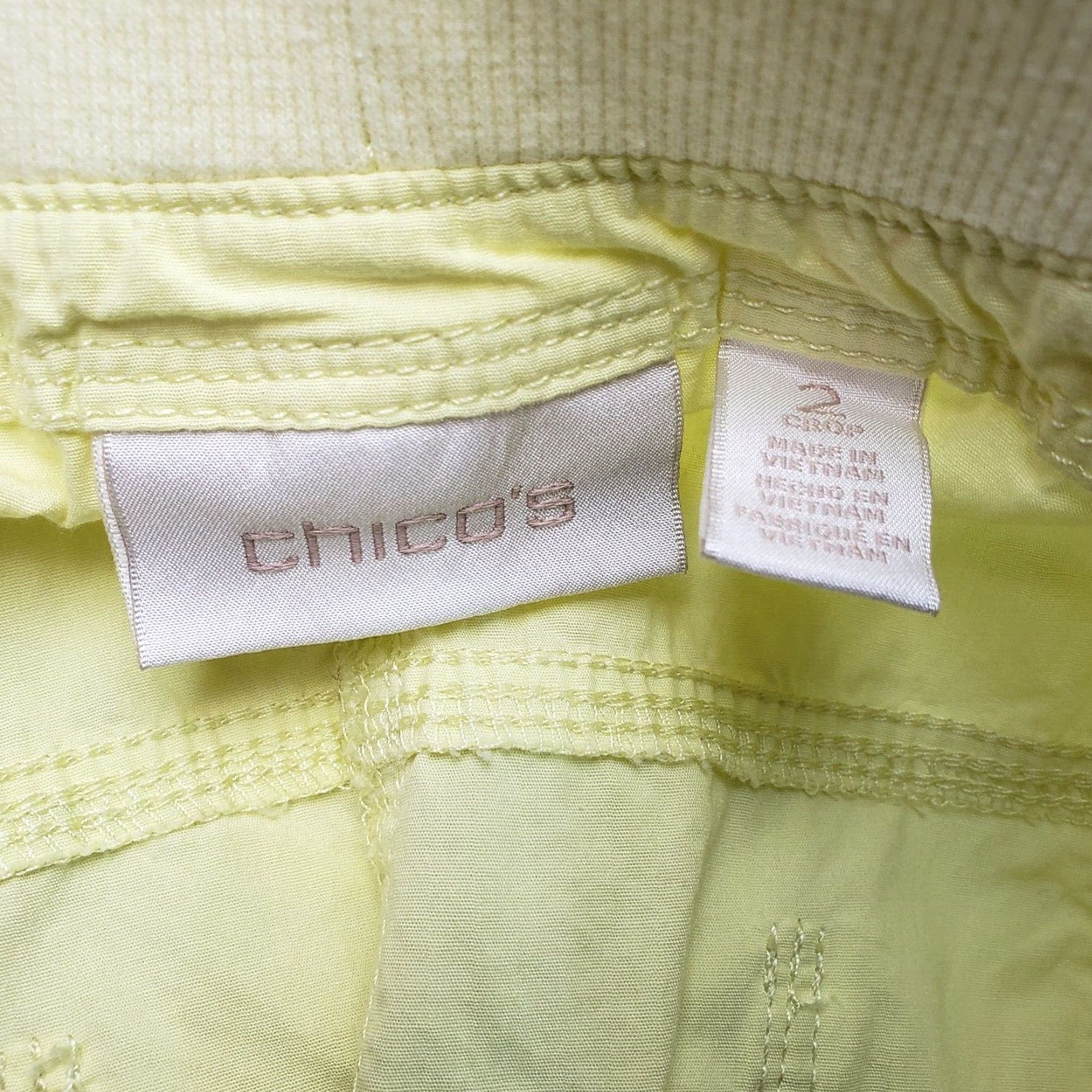 Vintage Chico's Womens Cargo Crop Pants L Yellow Cotton Blend High Rise Pockets 23 Inseam Girls? No, end with Womens or Girls if applicable. Size 36" / US 14 / IT 50 - 7 Thumbnail