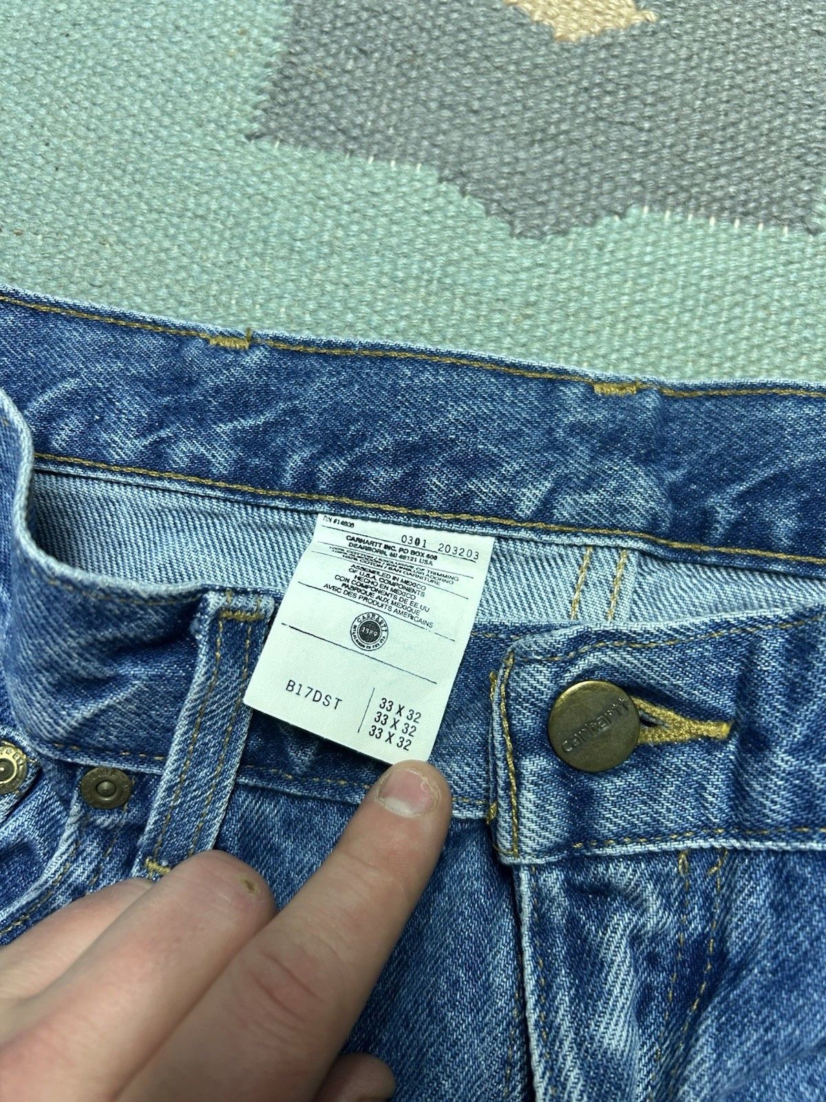 Vintage Vtg Carhartt jeans loose relaxed B17 DST dark skater 33x32 Size US 33 - 4 Thumbnail
