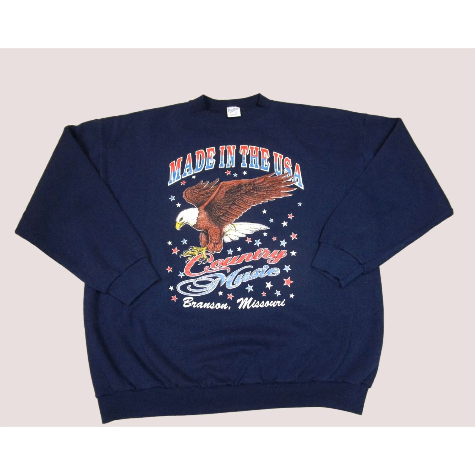 Velva Sheen VINTAGE Velva Sheen Sweatshirt Men XL Blue Bald Eagle USA 80s Graphic Print Crew Neck Pullover City Music Patriotic USA Boys/Girls Mens Womens Size US XL / EU 56 / 4 - 1 Thumbnail