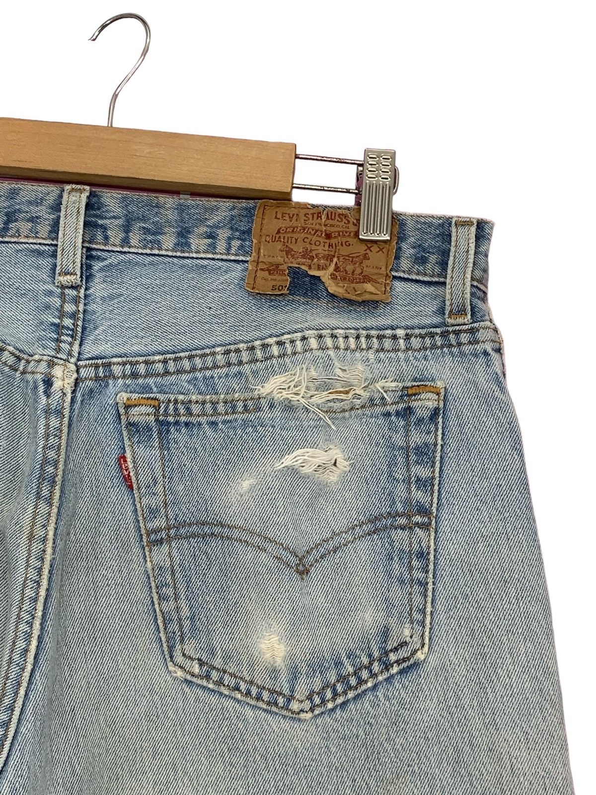 Levi's × Vintage Vintage USA Levis 501 Distressed Light Wash Short Size US 31 - 10 Thumbnail