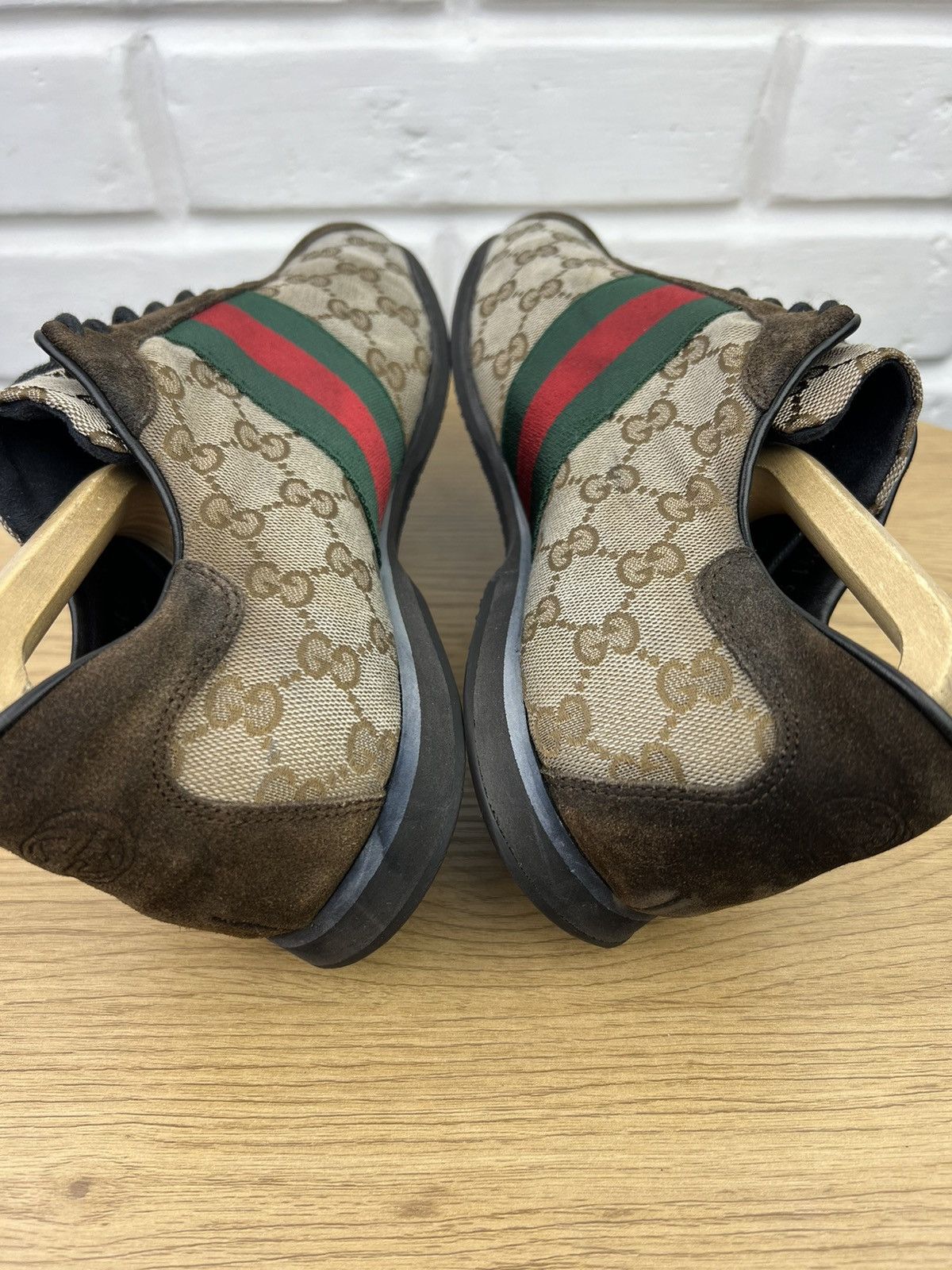 Gucci GUCCI Sneakers Low Top Shoes GG Monogram Web Stripe Beige Size US 9.5 / EU 42-43 - 7 Thumbnail