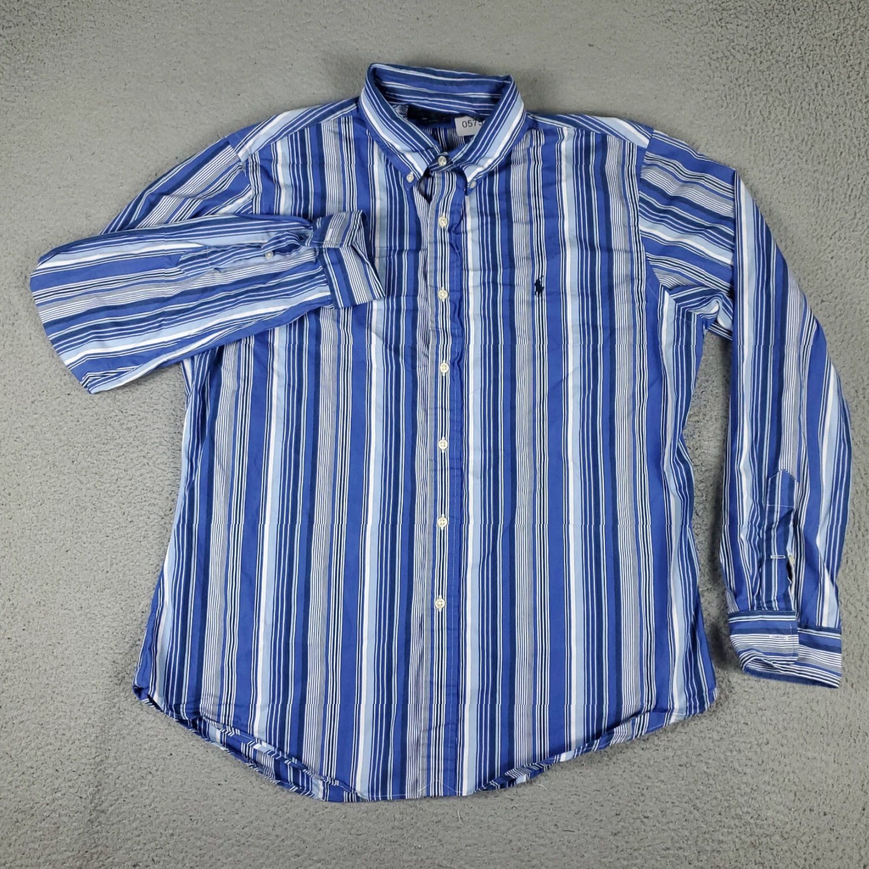Ralph Lauren Ralph Lauren Shirt Mens XL Blue Striped Pony Casual Button-Up Long Sleeve - Classic American Preppy Cotton Shirt (XL, Blue) Mens Size US XL / EU 56 / 4 - 3 Thumbnail