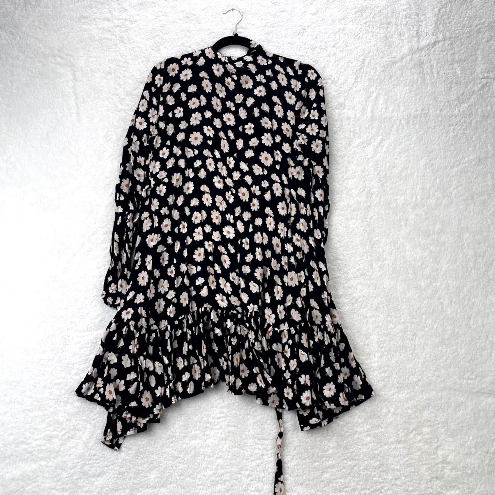 Billabong Billabong Dress Black Womens 10 Mini Wrap Daisy Belted Ruffle Long Sleeve Boho Size L / US 10 / IT 46 - 7 Thumbnail
