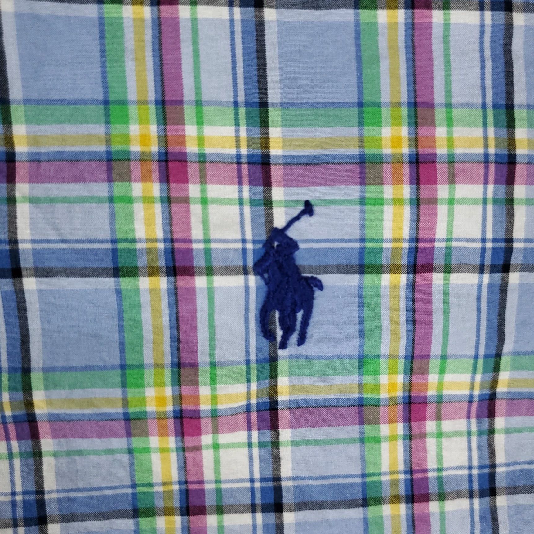 Ralph Lauren VINTAGE Ralph Lauren Shirt Mens Short Sleeve Button-Up Cotton Blue Plaid 90s Classic Style Men's Size US M / EU 48-50 / 2 - 2 Thumbnail
